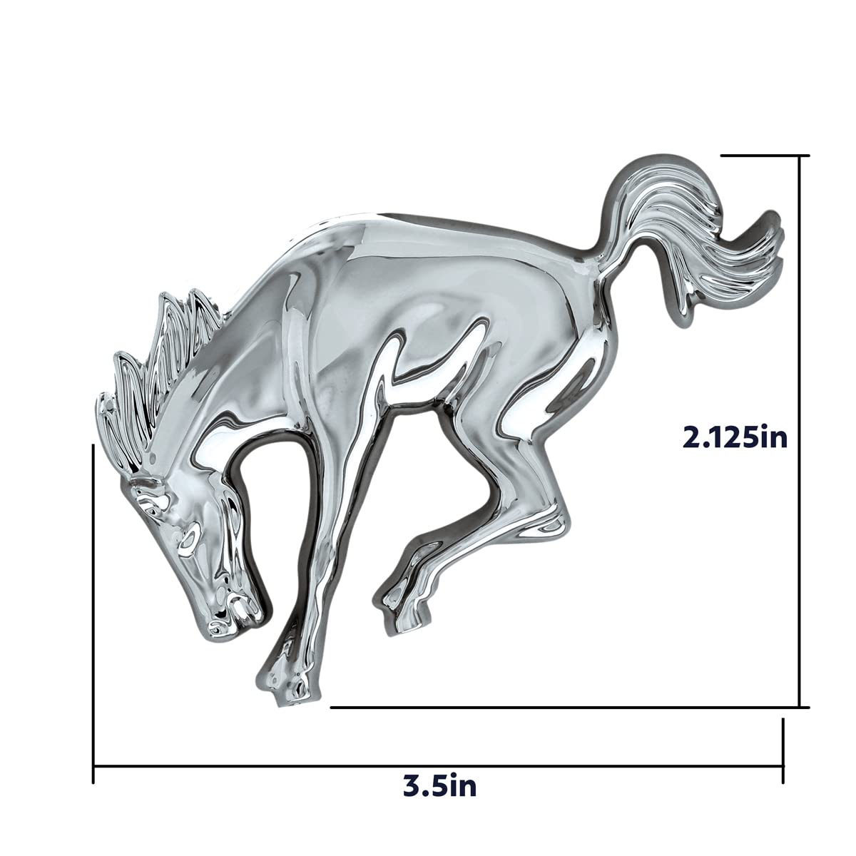 United Pacific 50130 Triple Chrome Plastic Bucking Horse Emblem, Badge Replacement, Double-Sided Tape, Easy Installation – One Unit