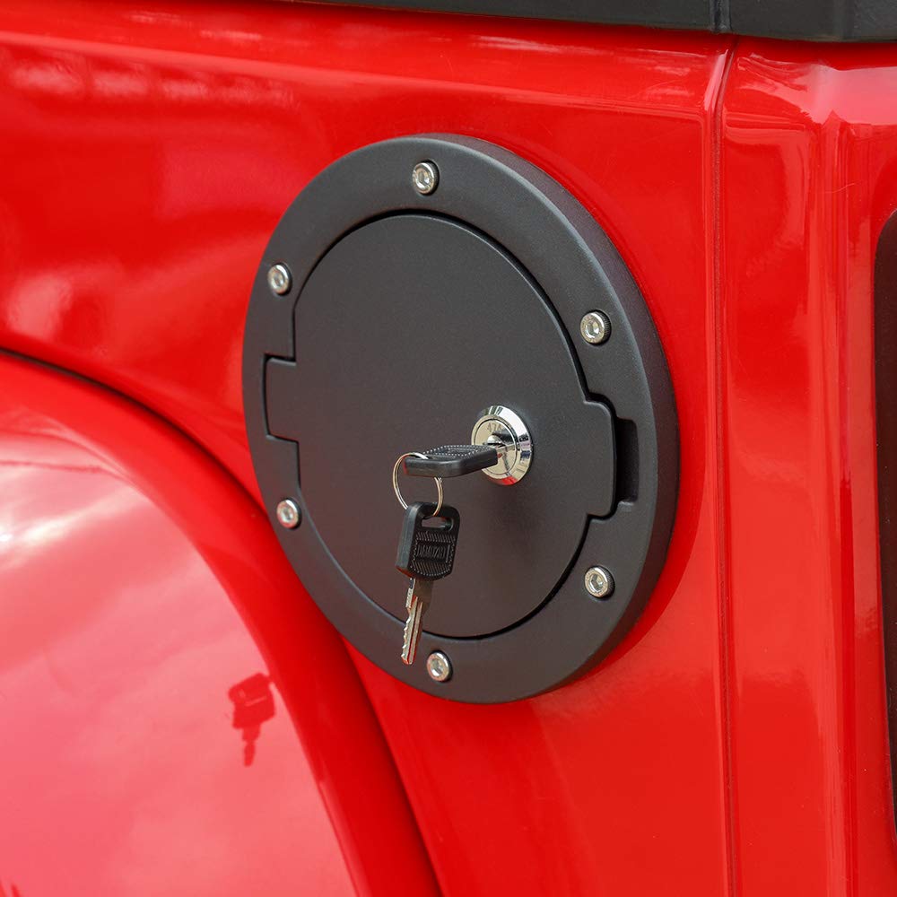 Fuel Door Cover Jecar Locking Gas Cap Cover For 2007-2018 Jeep Wrangler Jk & Unlimited