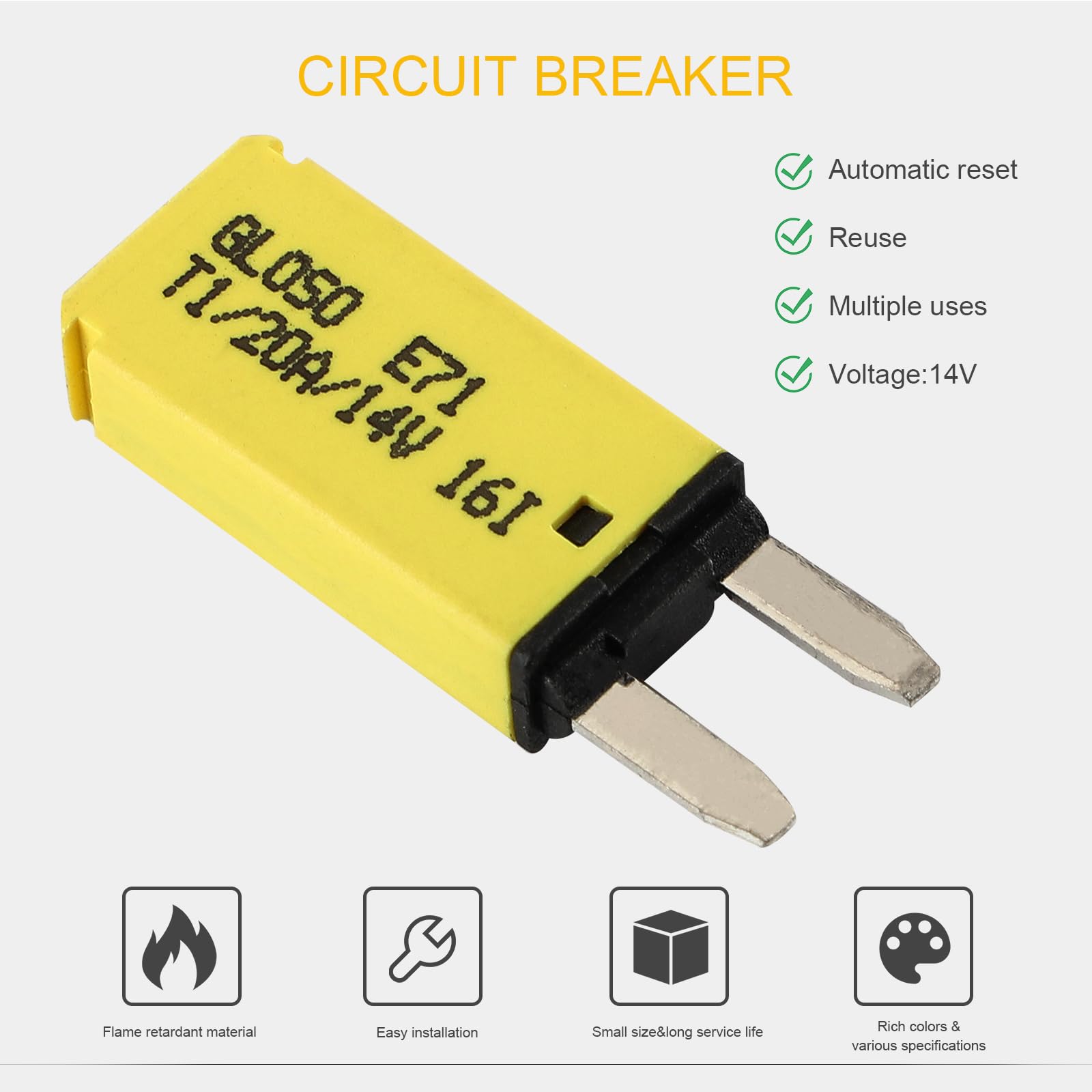Gloso Circuit Breakers E71 Mini Atm 25Amp Auto Reset (T1) - 20 Pack (25A)
