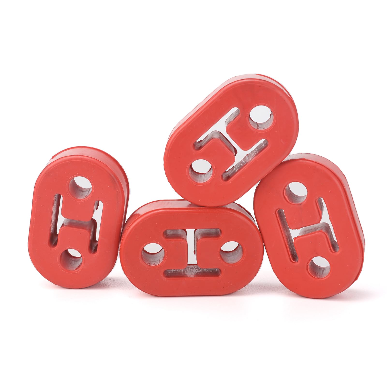 2 Hole Exhaust Hangers Upgrade Epdm Bushing Muffler Insulator Shock Absorbent Mount Bracket High-Density Muffler 12Mm Hole (73Mm X 47Mm X 21Mm) Universal Fit - Pack Of 4 (Red)