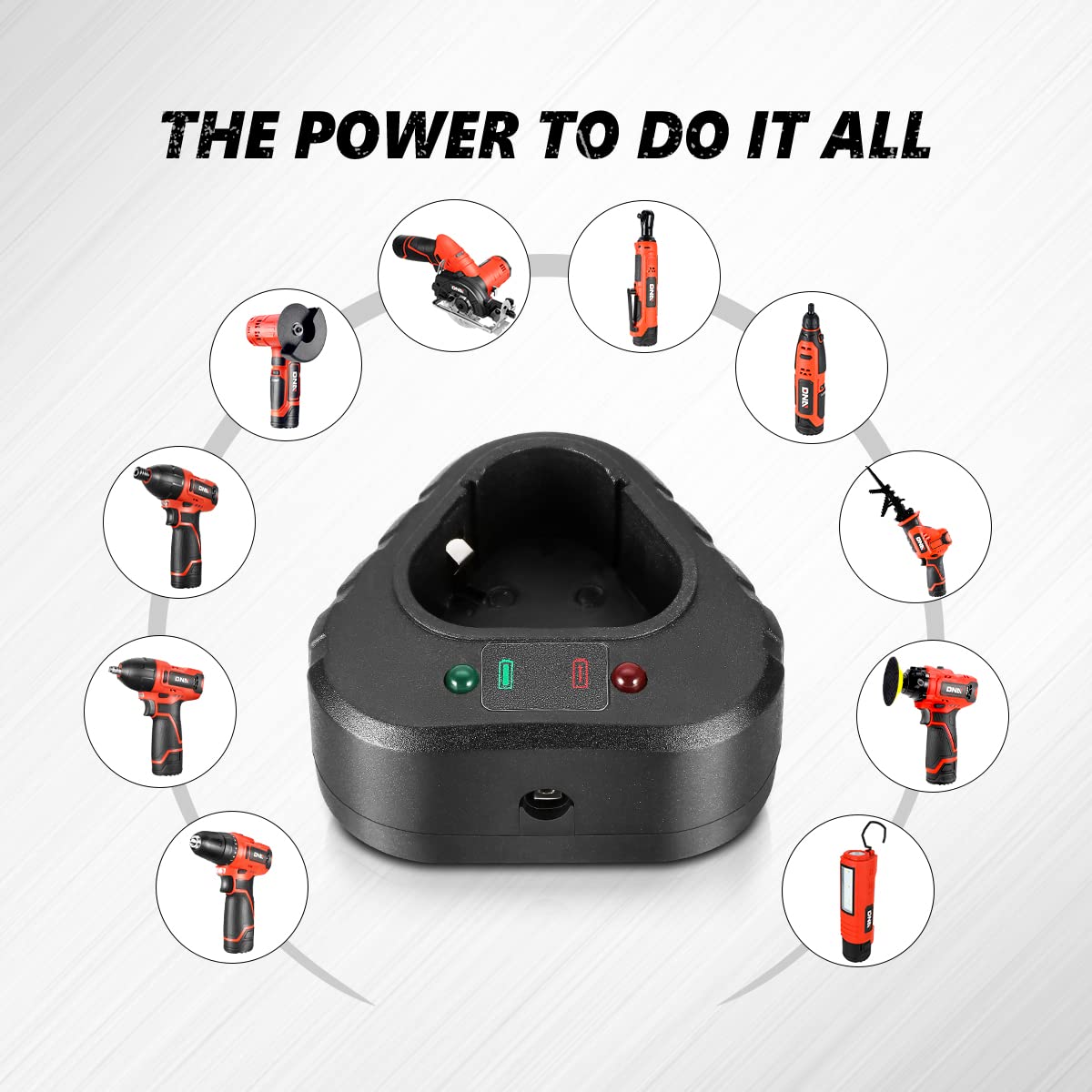 Dna Motoring Tools-00179 12V Lithium Ion Battery Normal Charger W/Led Indicator , Black