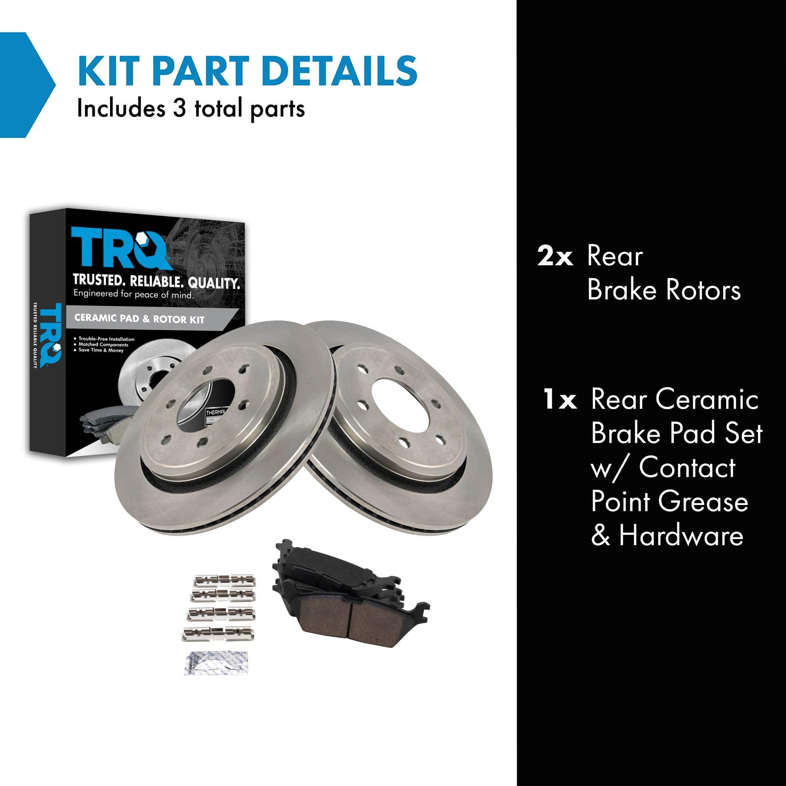 TRQ Rear Brake Pad & Rotor Kit Brake Pads Brake Rotor Ceramic Compatible with 2015-2017 Ford F-150