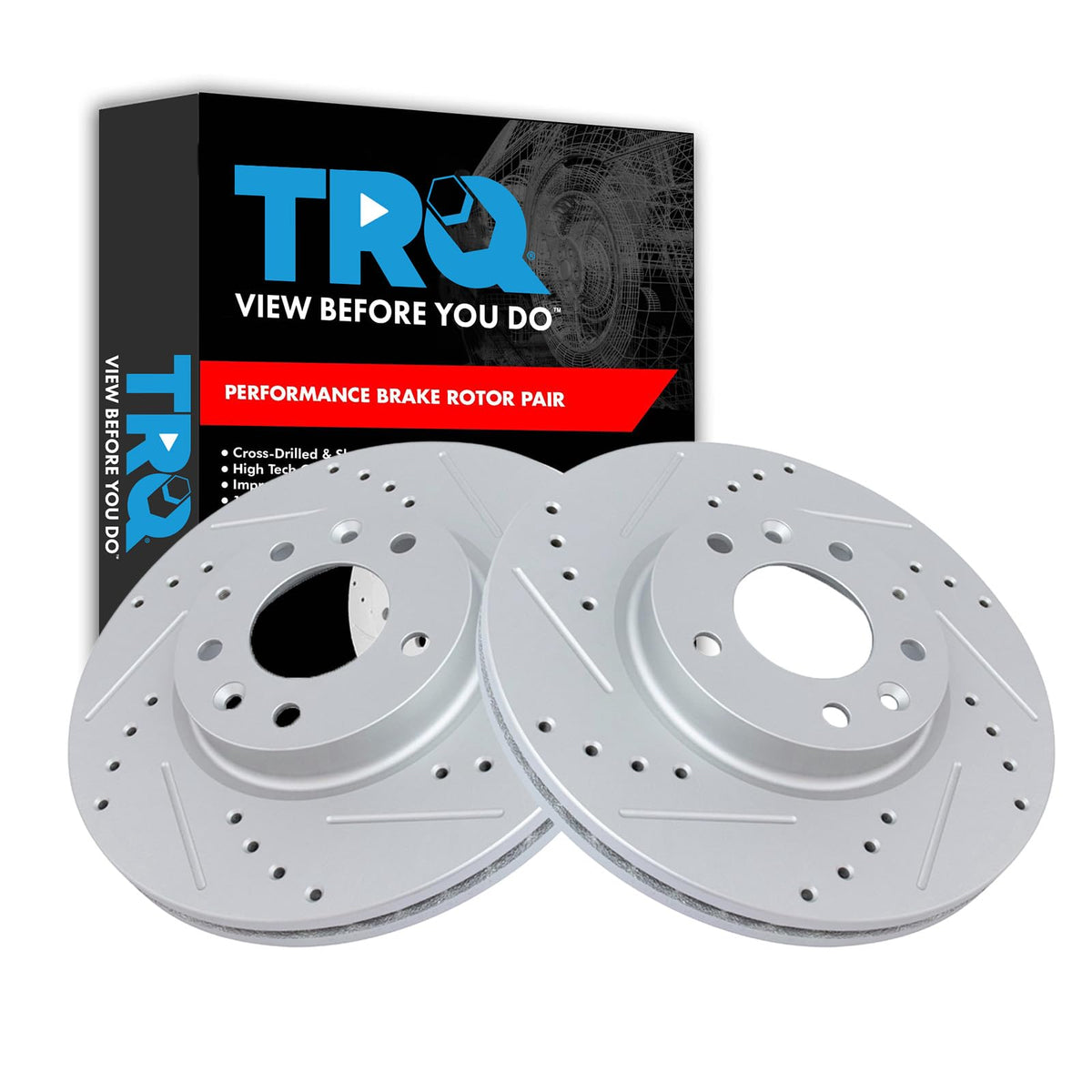 Trq Front Performance Brake Rotors Set Premium G-Coated Compatible With 2006-2012 Ford Fusion 2007-2012 Lincoln Mkz 2006 Zephyr
