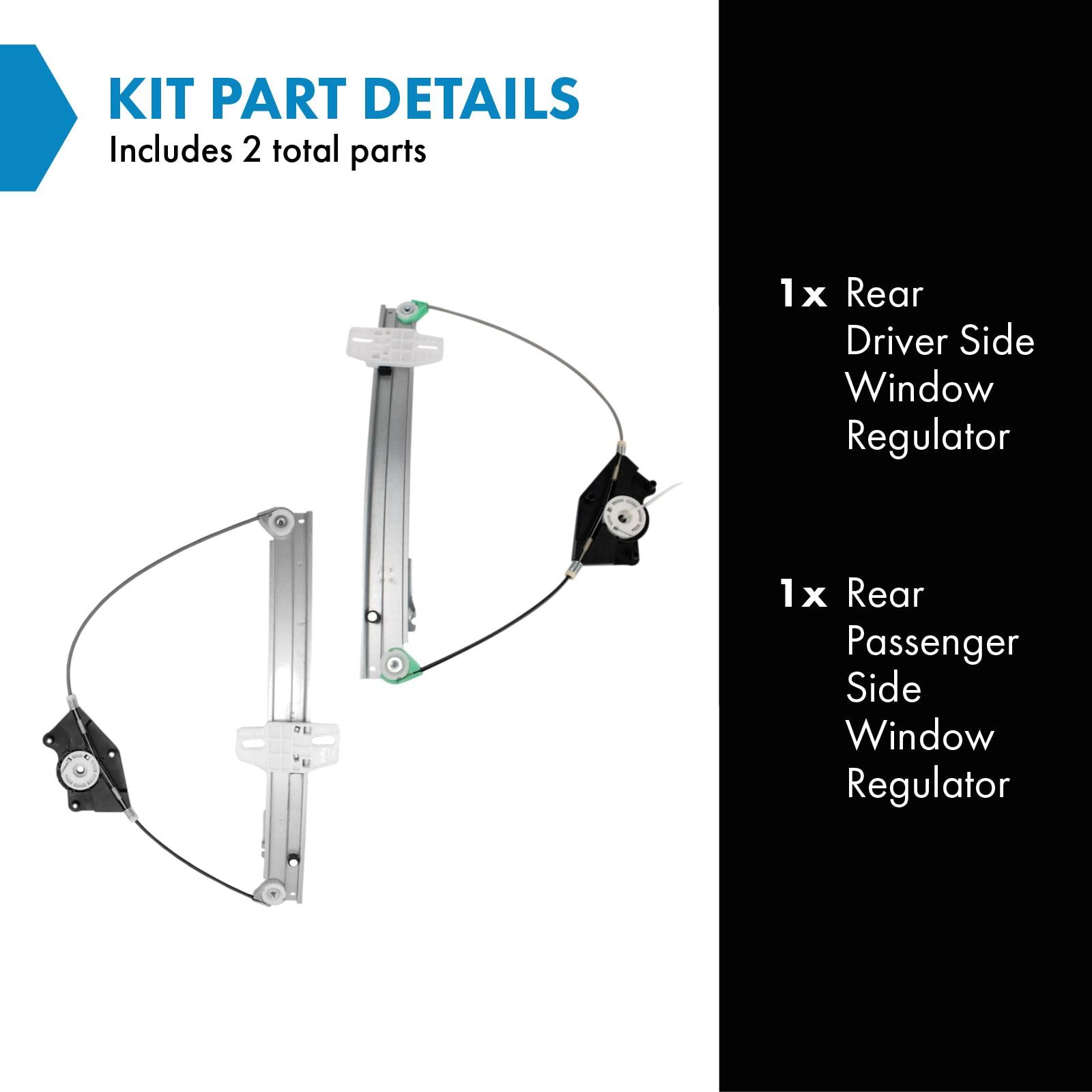 Trq Rear Power Window Regulator Set Compatible With 2002-2008 Audi A4 S4 Au1550103 Au1551103