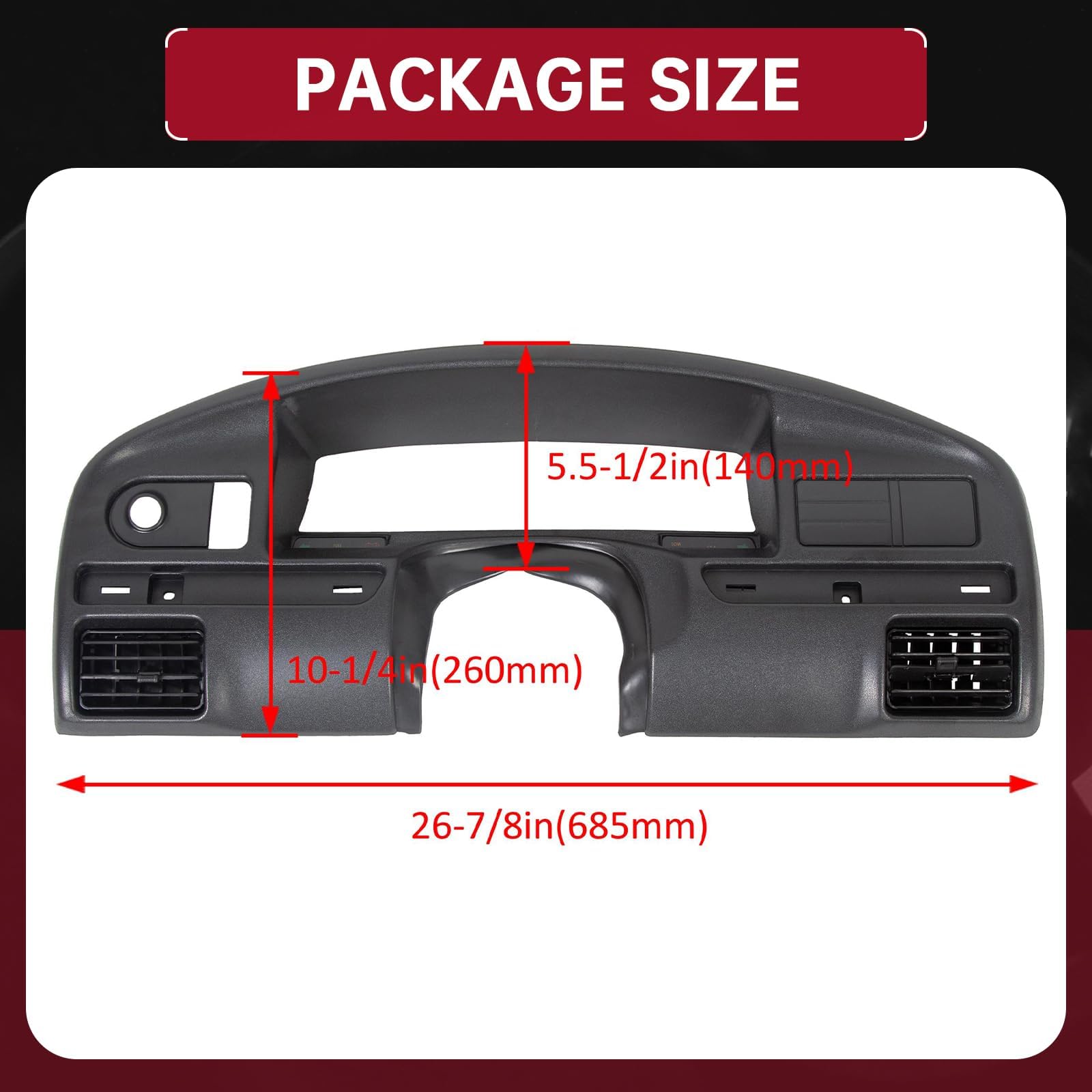 HECASA Dash Panel Bezel Cover Compatible with 1992-1997 Ford F250 F350 Bronco Replacement for F2TZ-15044D70-A (Gas Engines ONLY)