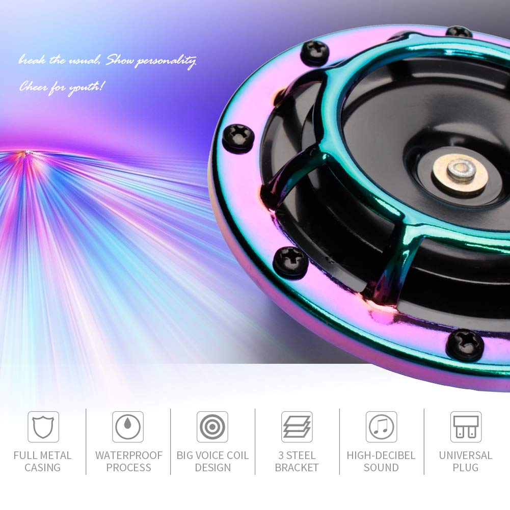 Farbin 12V Loud Car Horns High Tone/Low Tone Train Horn For Truck Car Motorcycle (Colour)