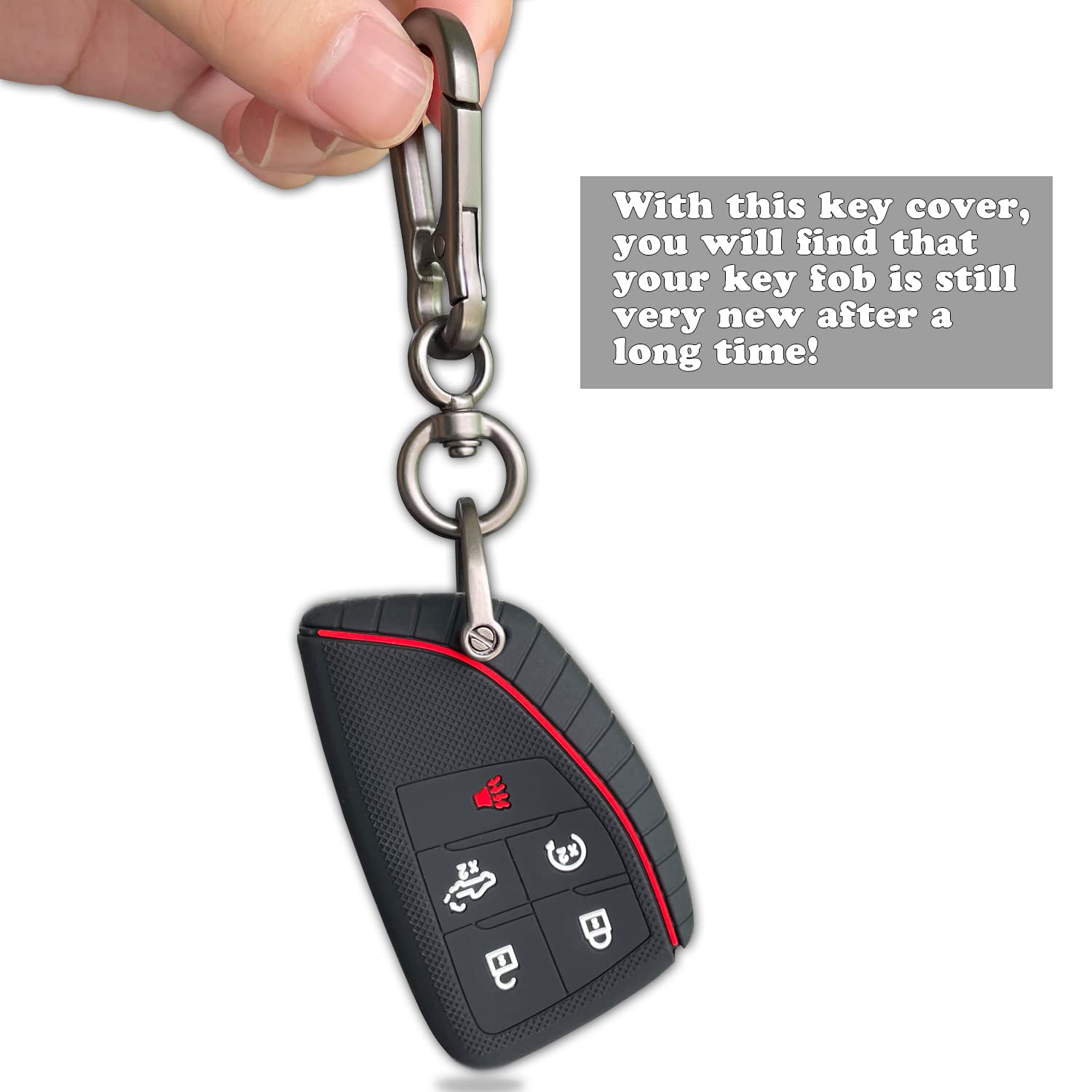 Tandrive Key Fob Cover For 2022 2023 2024 2025 Chevy Silverado 1500 Gmc Sierra 1500, 2024 2025 Silverado Sierra 2500Hd 3500Hd, Silicone, 2-Pack, Black Blue