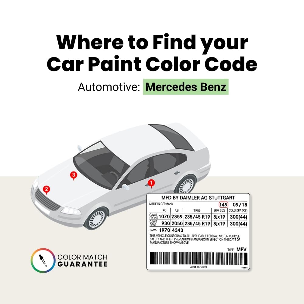 Touchupdirect 992/7992 Selenite Grey Metallic Compatible With Mercedes-Benz Exact Match Touch Up Paint Combo - Platinum Kit