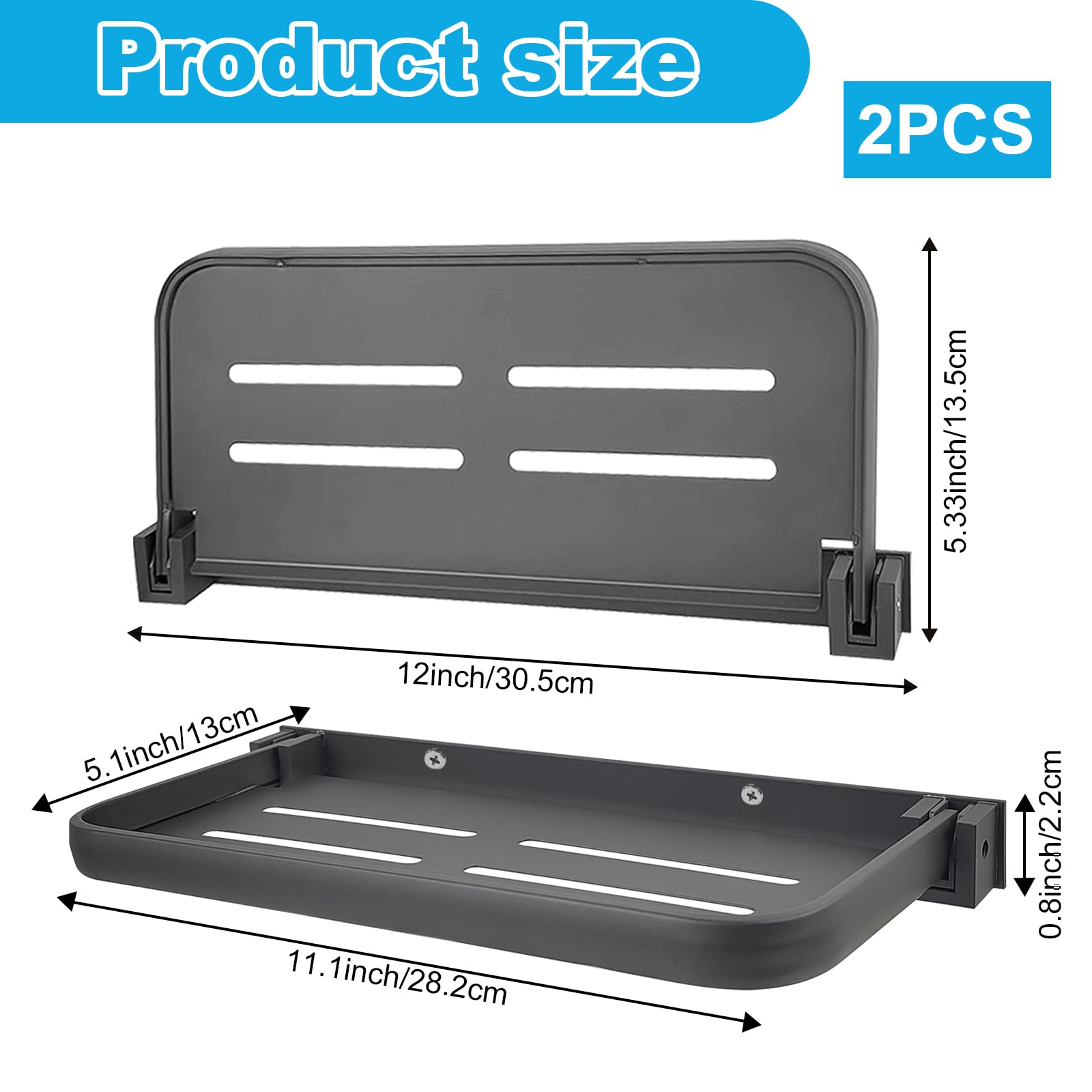 YEXEXINM 2 Pack RV Aluminum Fold-Down Wall Shelf - Wall-Mounted Hidden Foldable Shelf for Compact Camper Storage | Perfect RV Sh