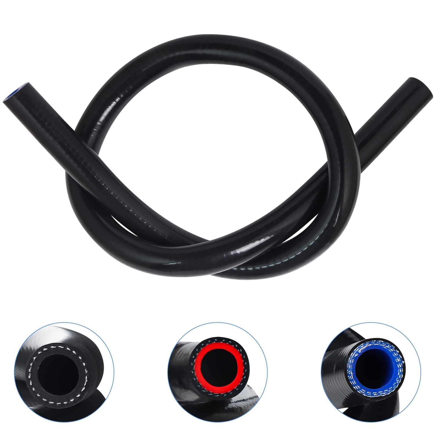 Kdp7/8''X10Ft(Id:22Mm) 3.0 M Silicone Heater Hose Coolant Radiator Vacuum Line, 2Ply Reinforced 4Mm Thick, Max Temperature Ratin