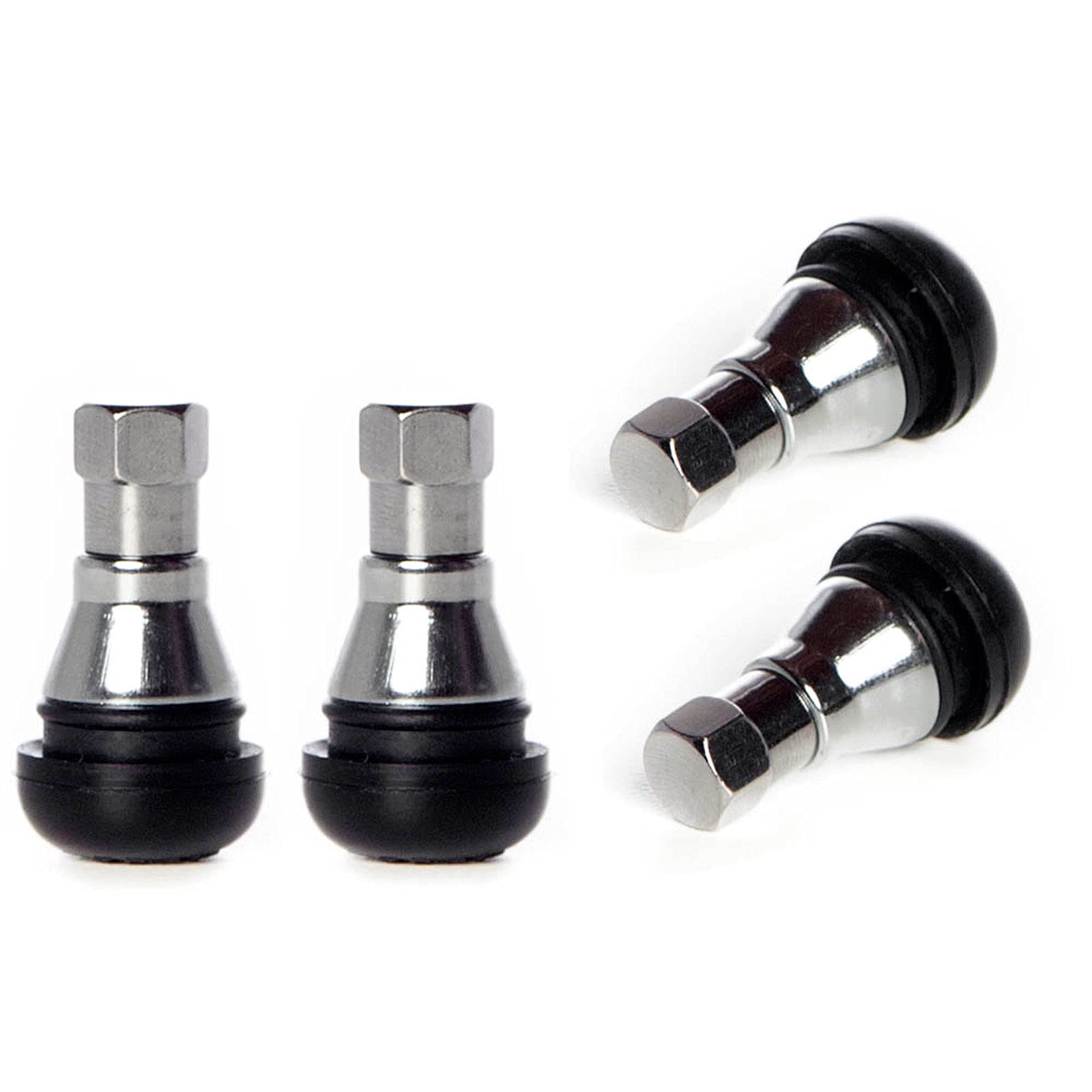 Circuit Performance Shorty Chrome Valve Stems Tr412 Tr-412 22Mm Low Profile (Set Of 4)