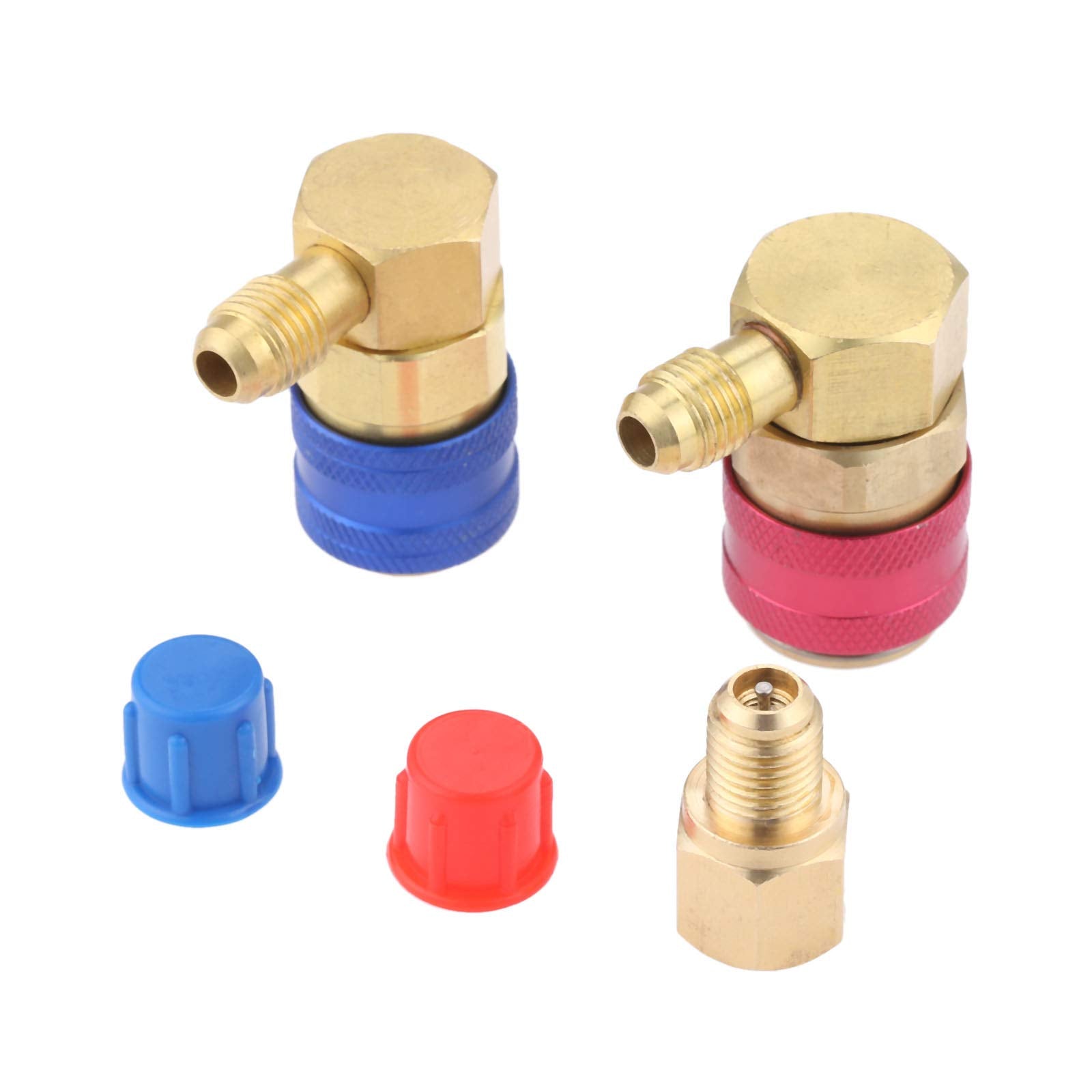 R12 to R134A Conversion Quick Connect Coupler Kit, High/Low Side 90 Degree Angle Quick Coupler Manifold Gauge Set with R134A 1/2
