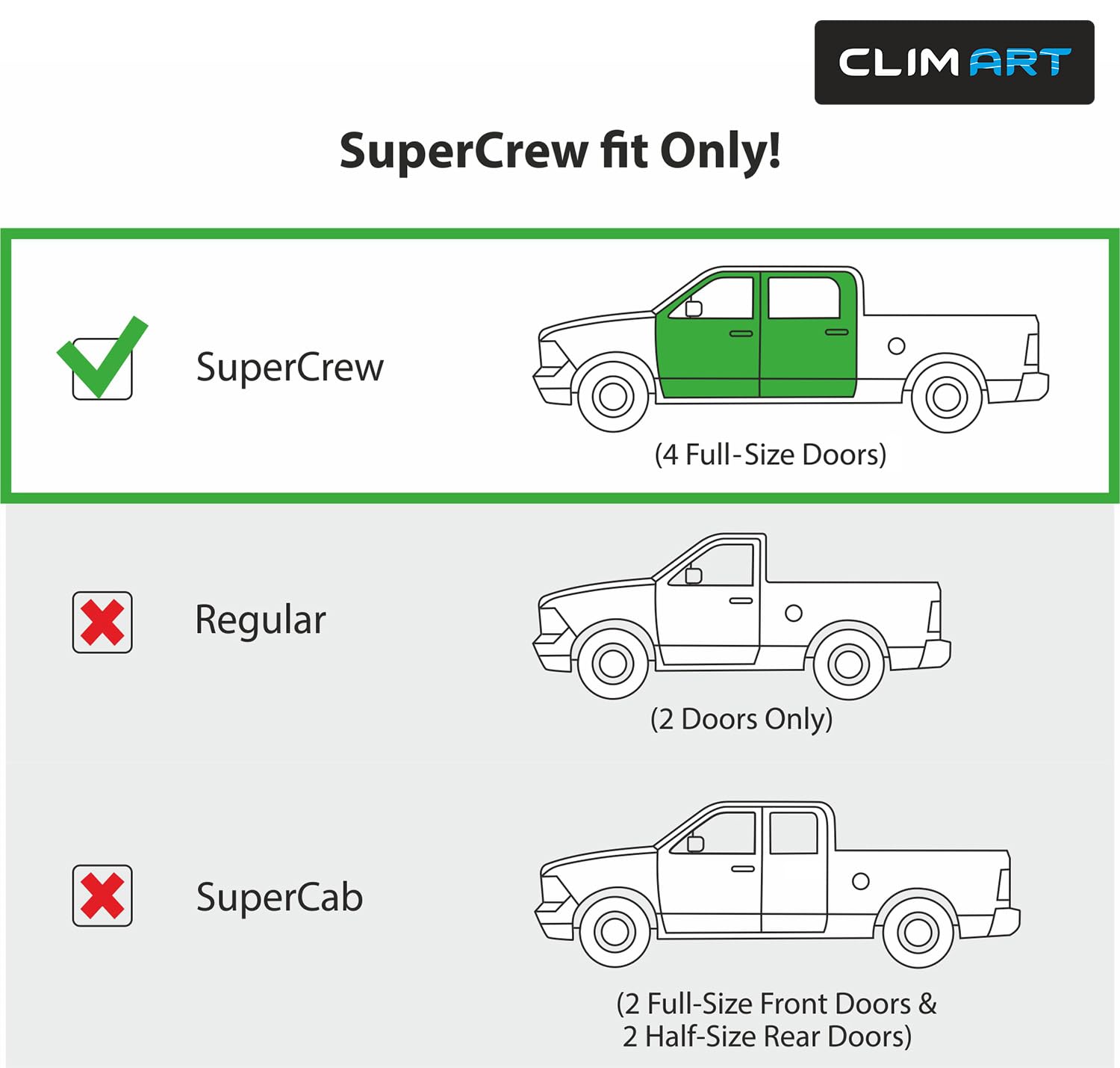 CLIM ART in-Channel Incredibly Durable Rain Guards for Ford F150 2009-2014 SuperCrew, Original Window Deflectors, Vent Deflector