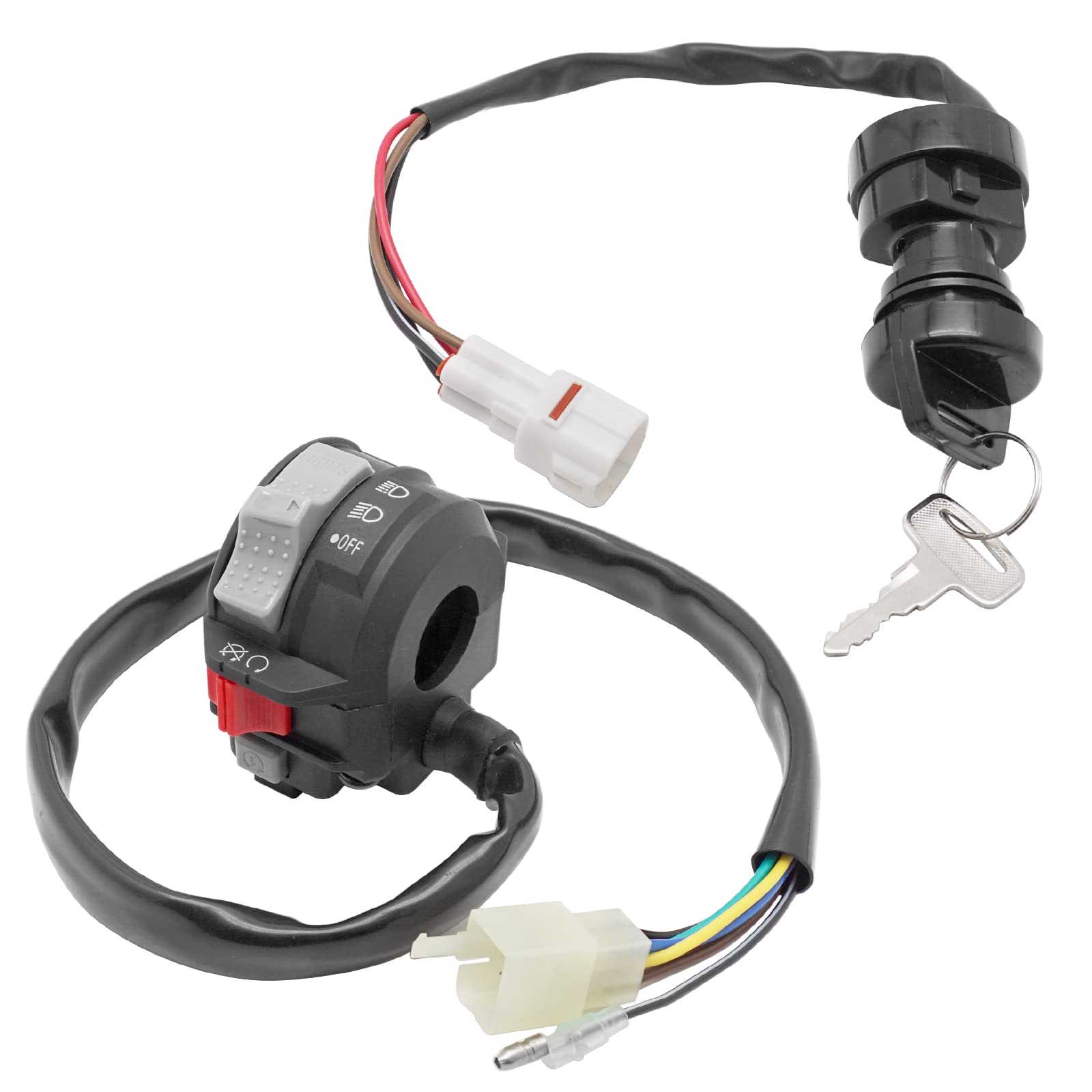 M Mati Start Stop Headlight Switch & Ignition Key Switch For Yamaha Warrior 350 Grizzly 600 1996-2001 Big Bear 350 Wolverine 350 1995-2001 Kodiak 400 1993-1999 Moto-4 350 1995
