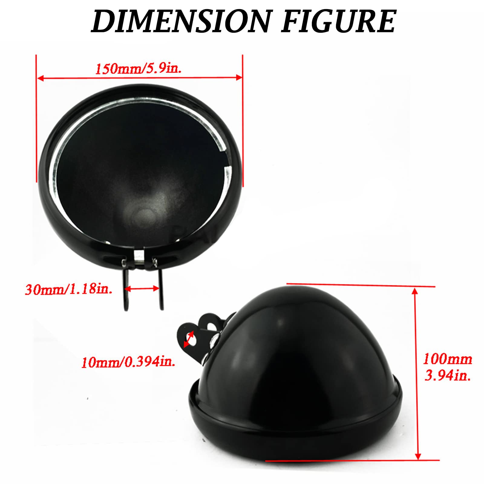 Autokun 5.75 Headlight Light Bucket Housing Trim Ring - Black for Motorcycle