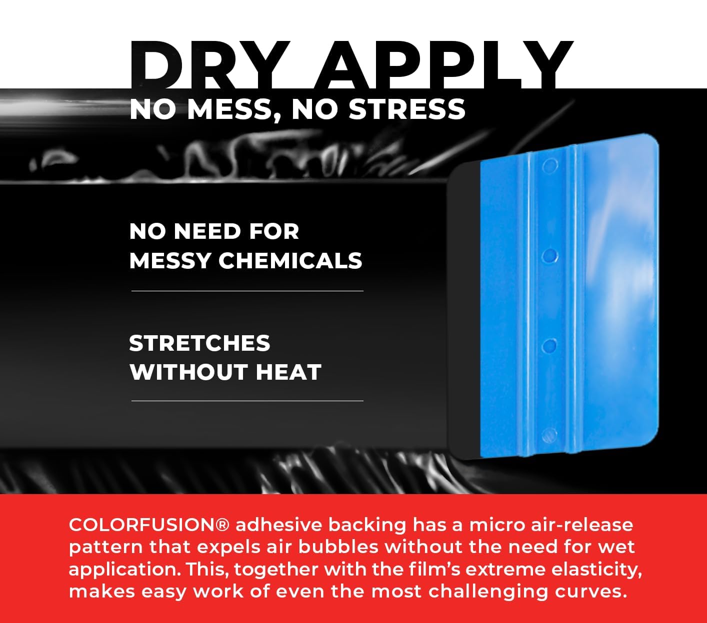 Colorfusion Ppf By Vvivid, Gloss Piano Black Dry Apply Ppf Vinyl Car Wrap Roll 60Ft X 5Ft