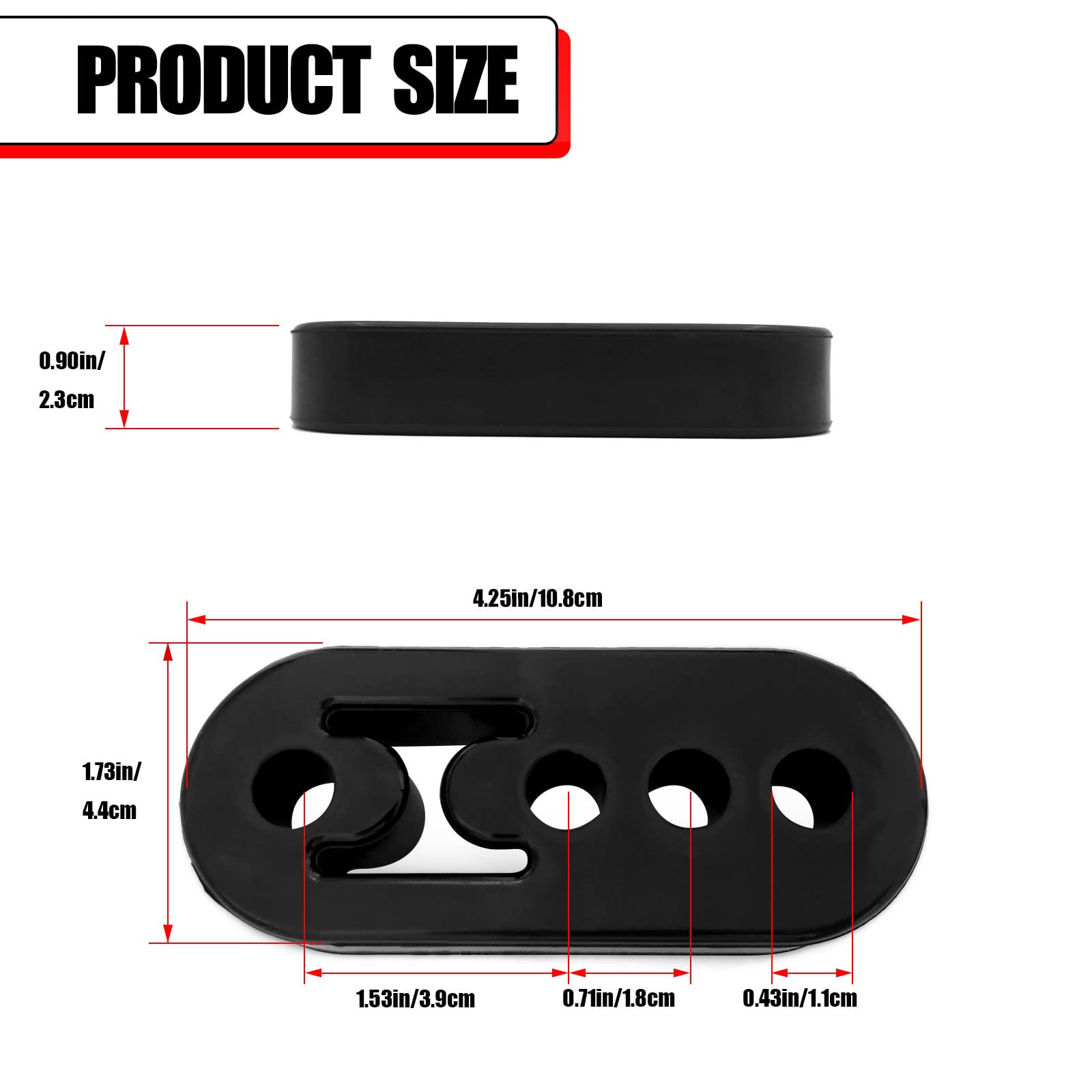 2Pcs Exhaust Hanger Rubber 4 Holes Adjustable Insulator Bushing Rubber Insulator High Density & Anti-Corrosion Rubber Universal