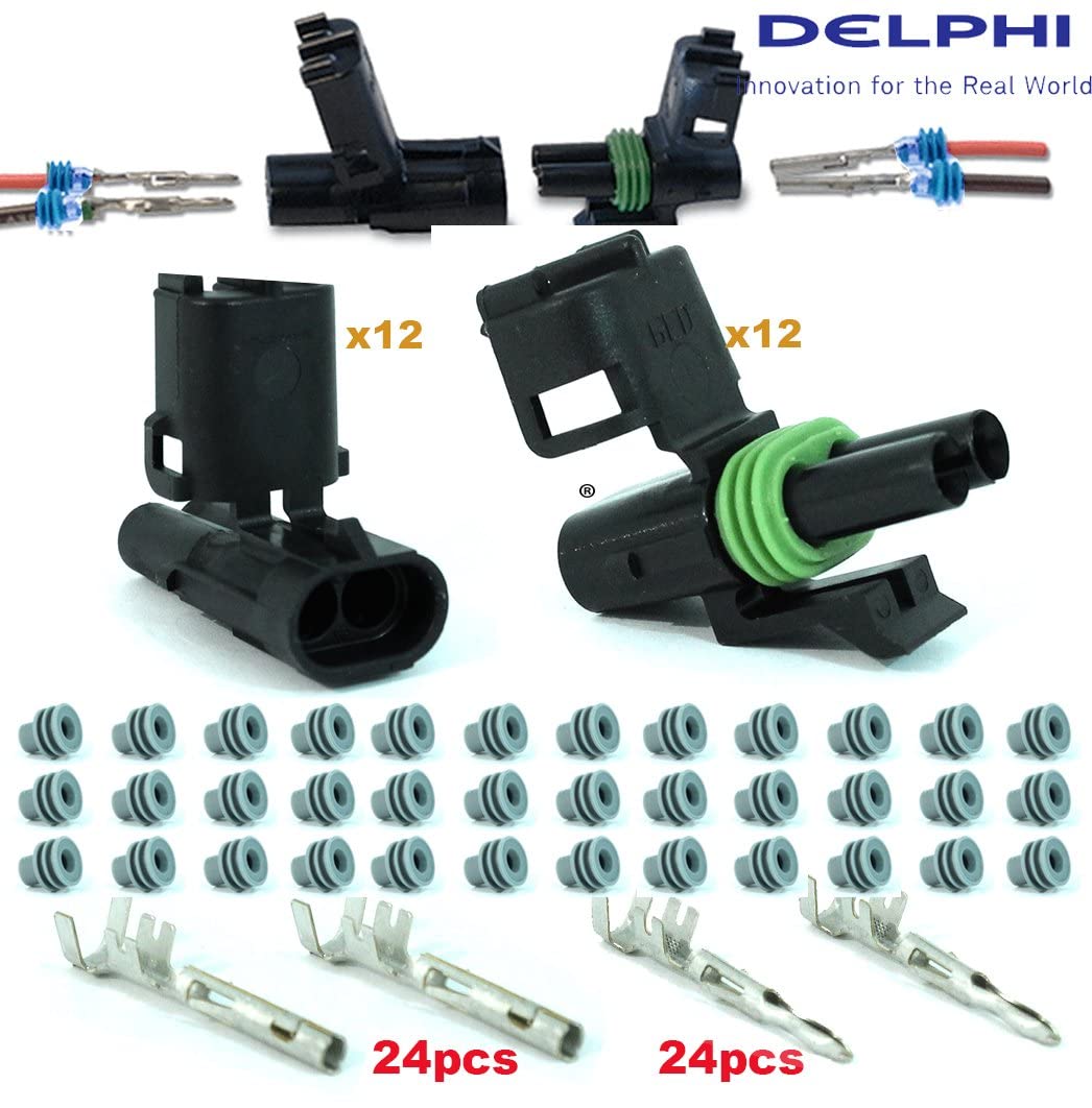 Liphontcta Packard 12 Completed Set (2 Circuits) Weatherpack, Waterproof, Terminal Kit 14, 16 Awg