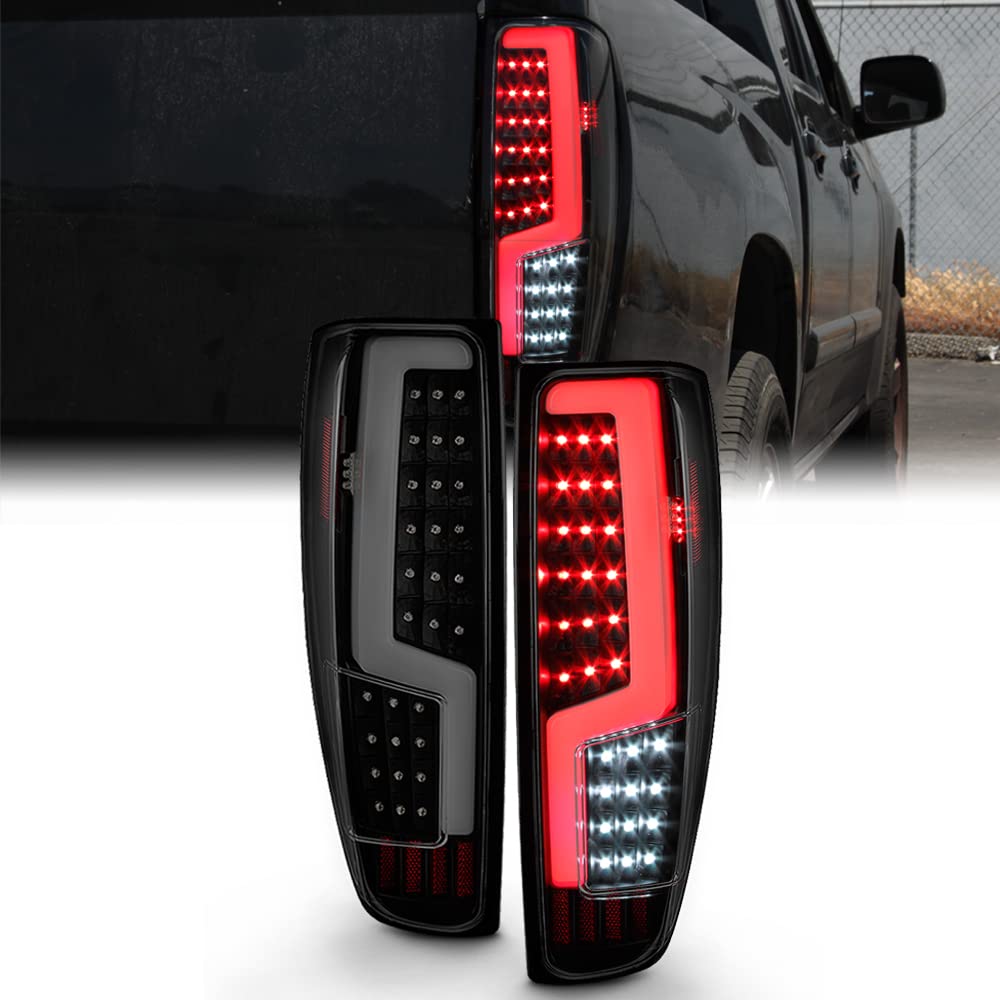 Acanii - For 2004-2012 Chevy Colorado Gmc Canyon Black Smoked Led Tube Tail Lights Brake Lamps Assembly Pair Left+Right
