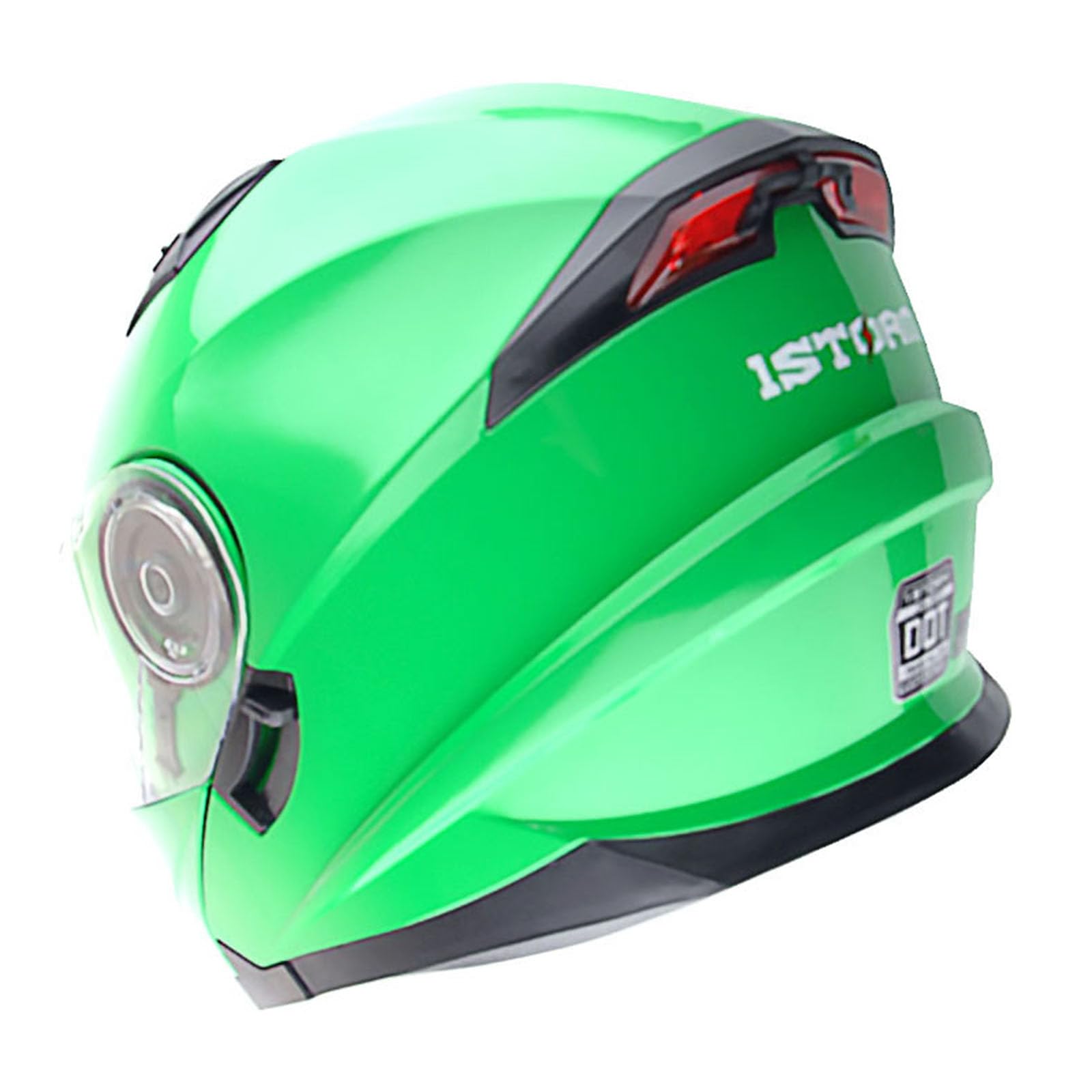 1Storm New Motorcycle Bike Modular Full Face Helmet Dual Visor Sun Shield With Rechargeable Led Tail Light: Glossy Green