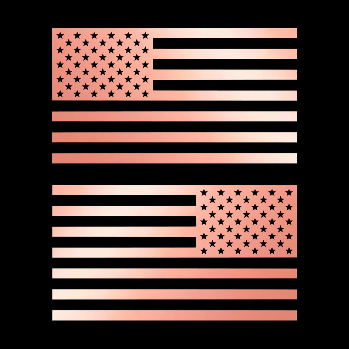 American Us Flag [Pick Color/Size] Vinyl Decal Sticker For Laptop/Car/Truck/Window/Bumper (10In Subdued Pair, Metallic Rose Gold