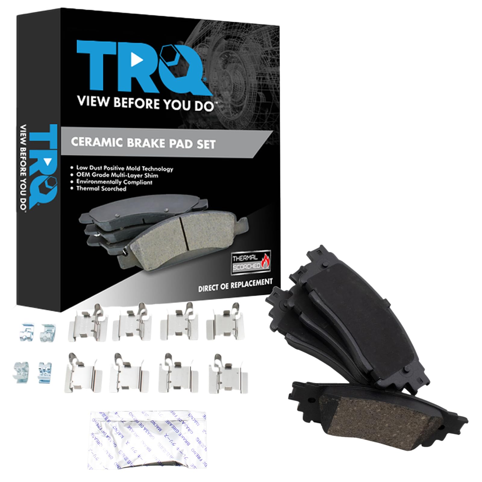 TRQ Rear Premium Posi Ceramic Brake Pad Set for Lexus NX200t NX300h SUV Truck
