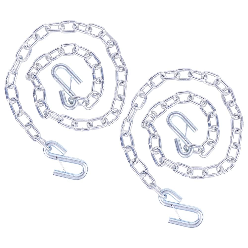 Teukriga 1/4'' X 54'' Grade 30 Steel Boat Trailer Safety Chain With Spring Clip Hooks 5000 Lbs, 2 Pcs (1/4'' X 54'')