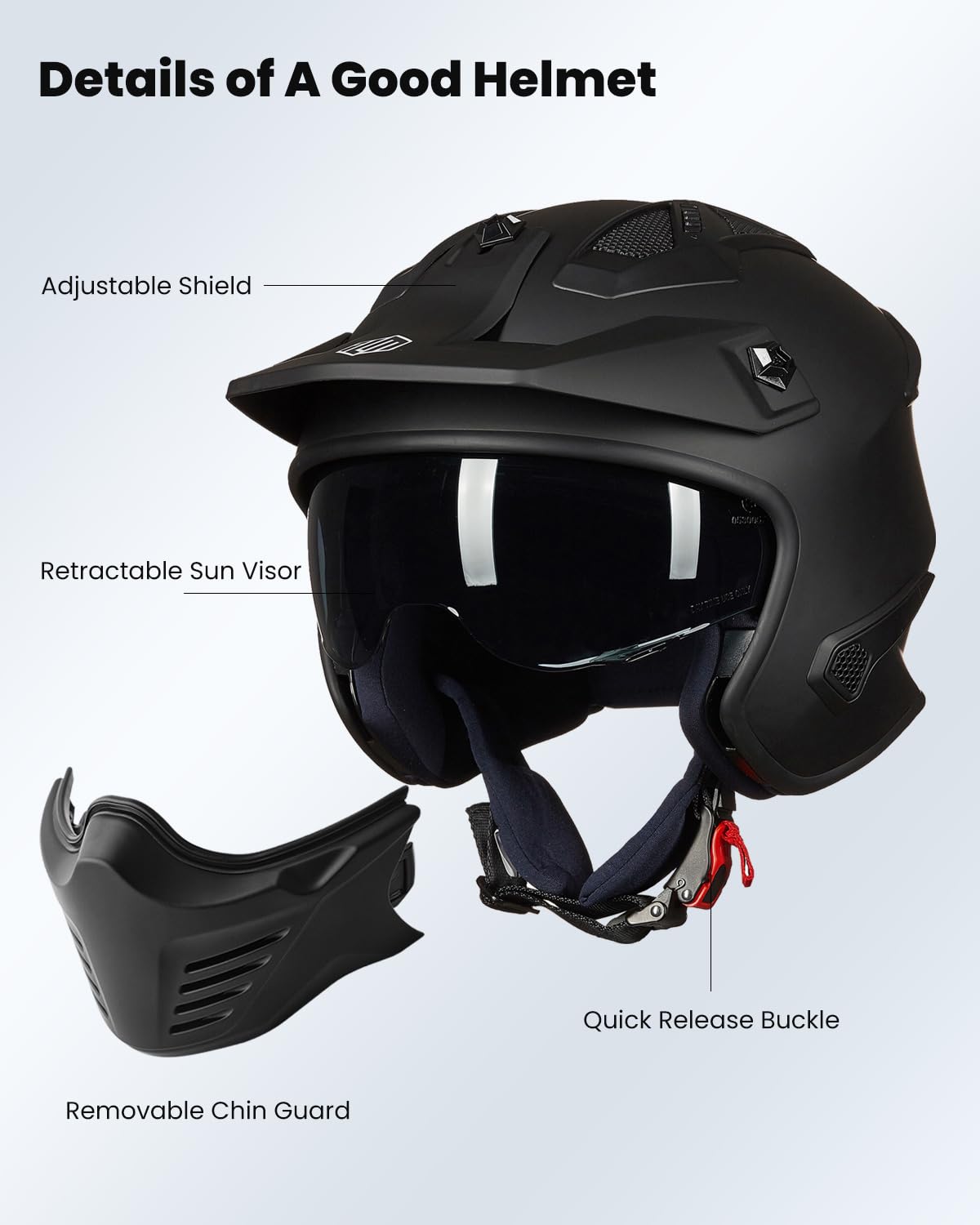 Ilm Open Face Motorcycle 3/4 Half Helmet For Dirt Bike Moped Atv Utv M – Carkart Ilm Open Face Motorcycle 3/4 Half Helmet For Dirt Bike Moped Atv Utv M – Carkart