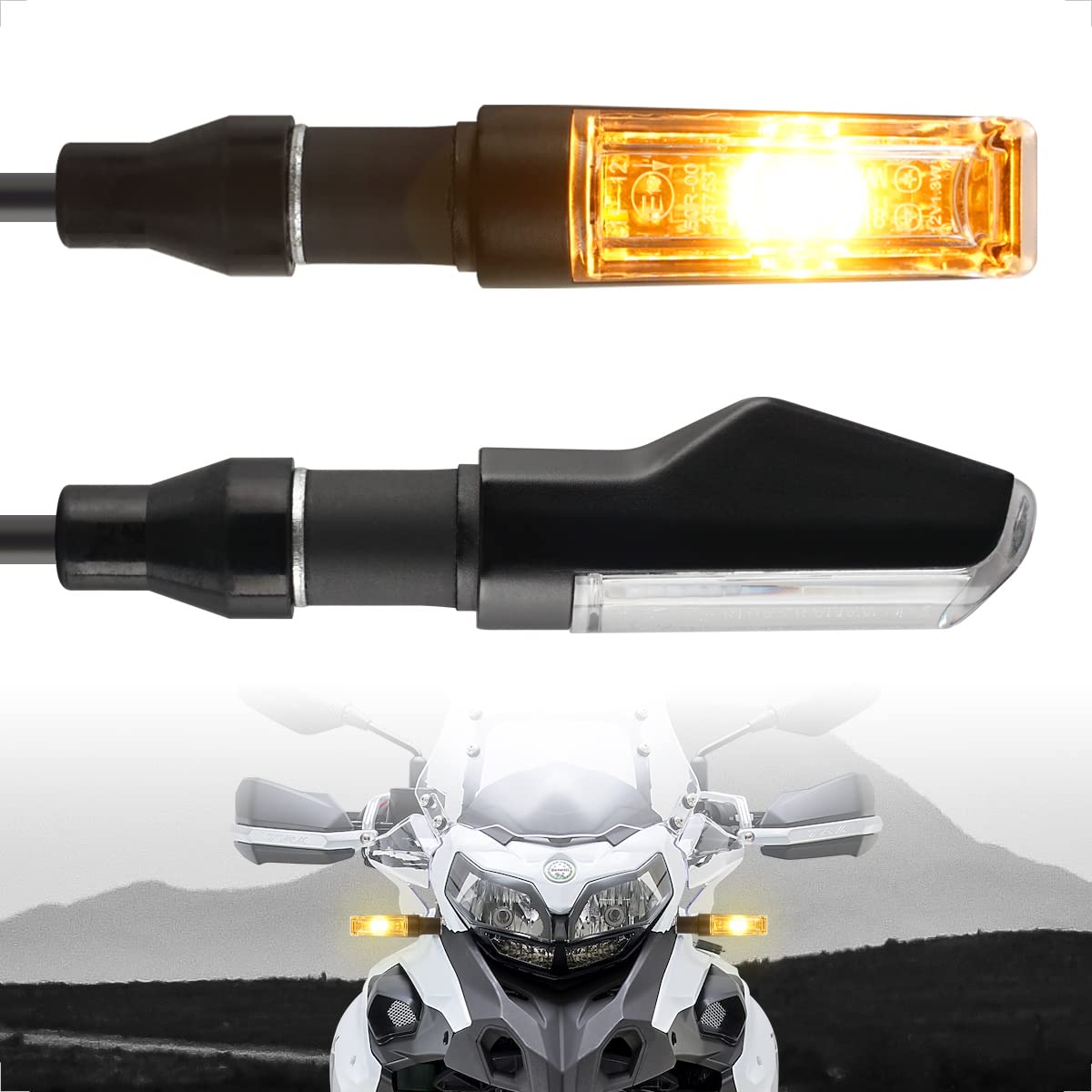 Evermotor Motorcycle Turn Signals Led Universal Waterproof Front Rear Blinkers For Scooter,Dirt Bike With Aluminum Shell E-Mark Fit In Honda,Ktm,Kawasaki,Suzuki (2Pcs)