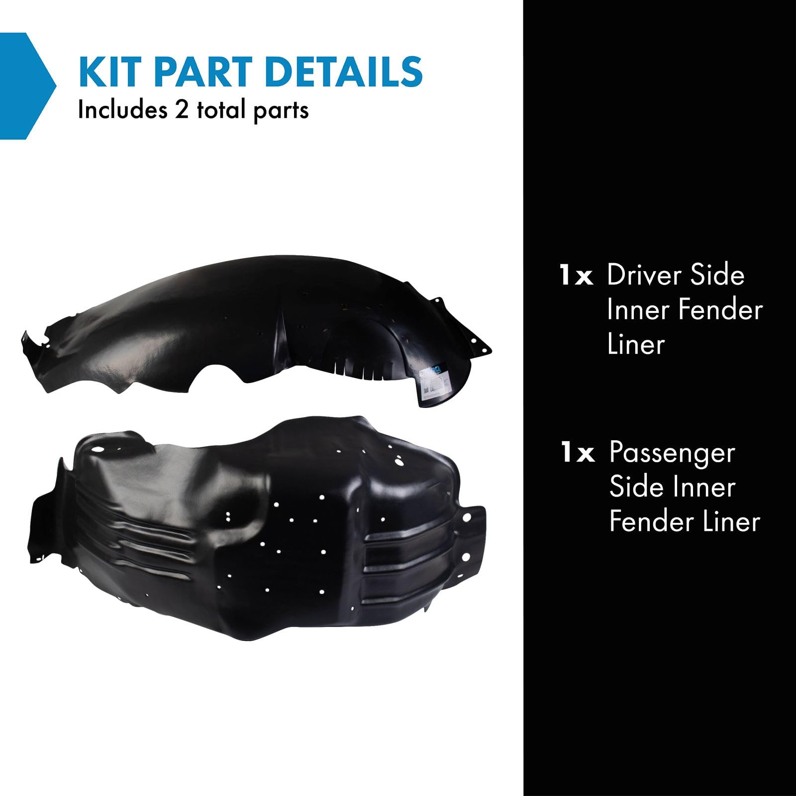 Trq Inner Fender Liner Set Compatible With 1997 Ford F-150 Fo1247104 Fo1248102