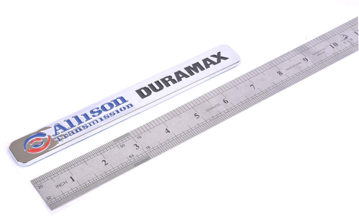 2X Allison Transmission Duramax Hood Emblem 3D Nameplate Badge Letter Replacement For Silverado ((Blue/Black/Chrome))