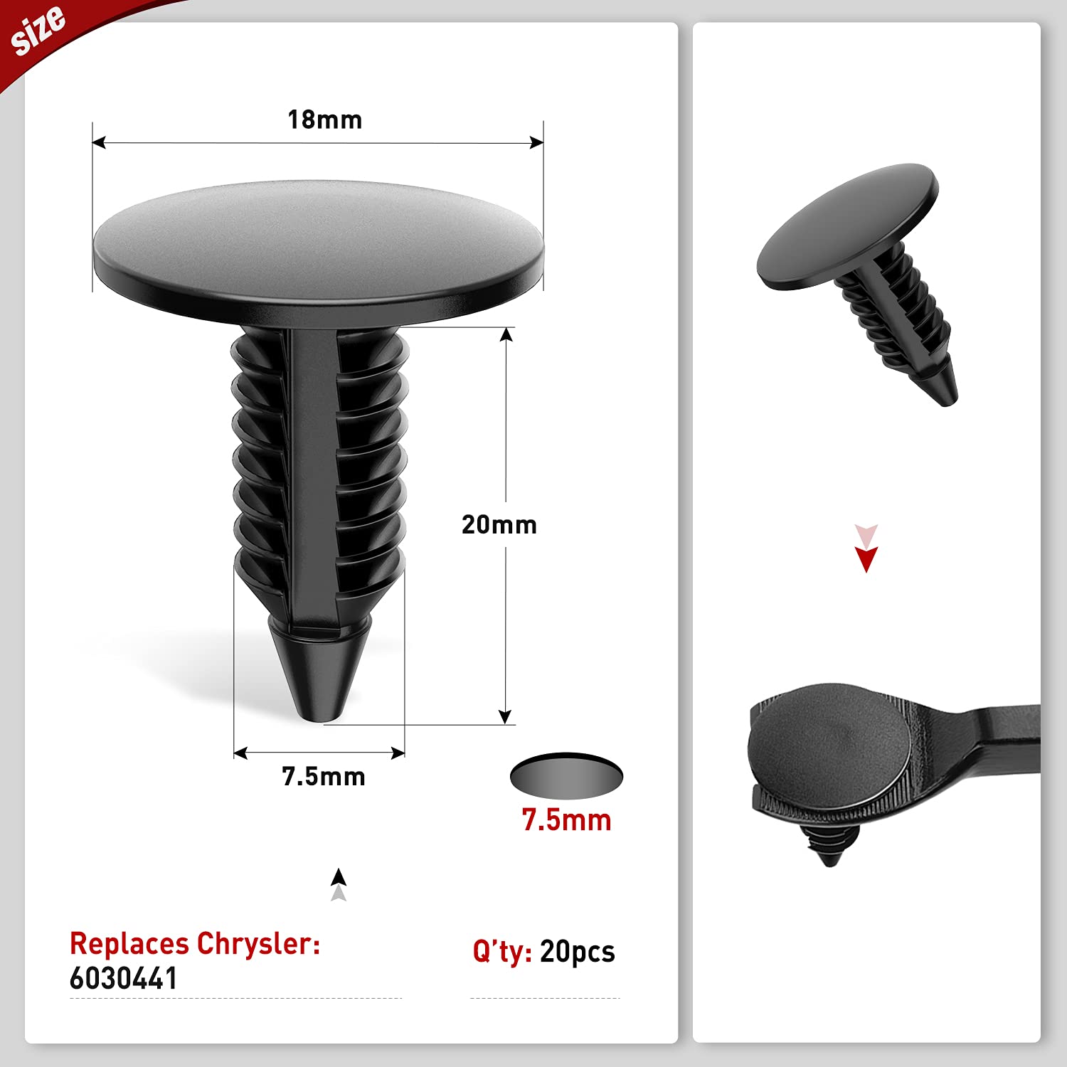 Nilight 60Pcs Blind Rivet Fender Flare Rocker Moulding Clip Bumper Shield Retainer Clip Assortment 6506007Aa 68039280-Aa 6030441