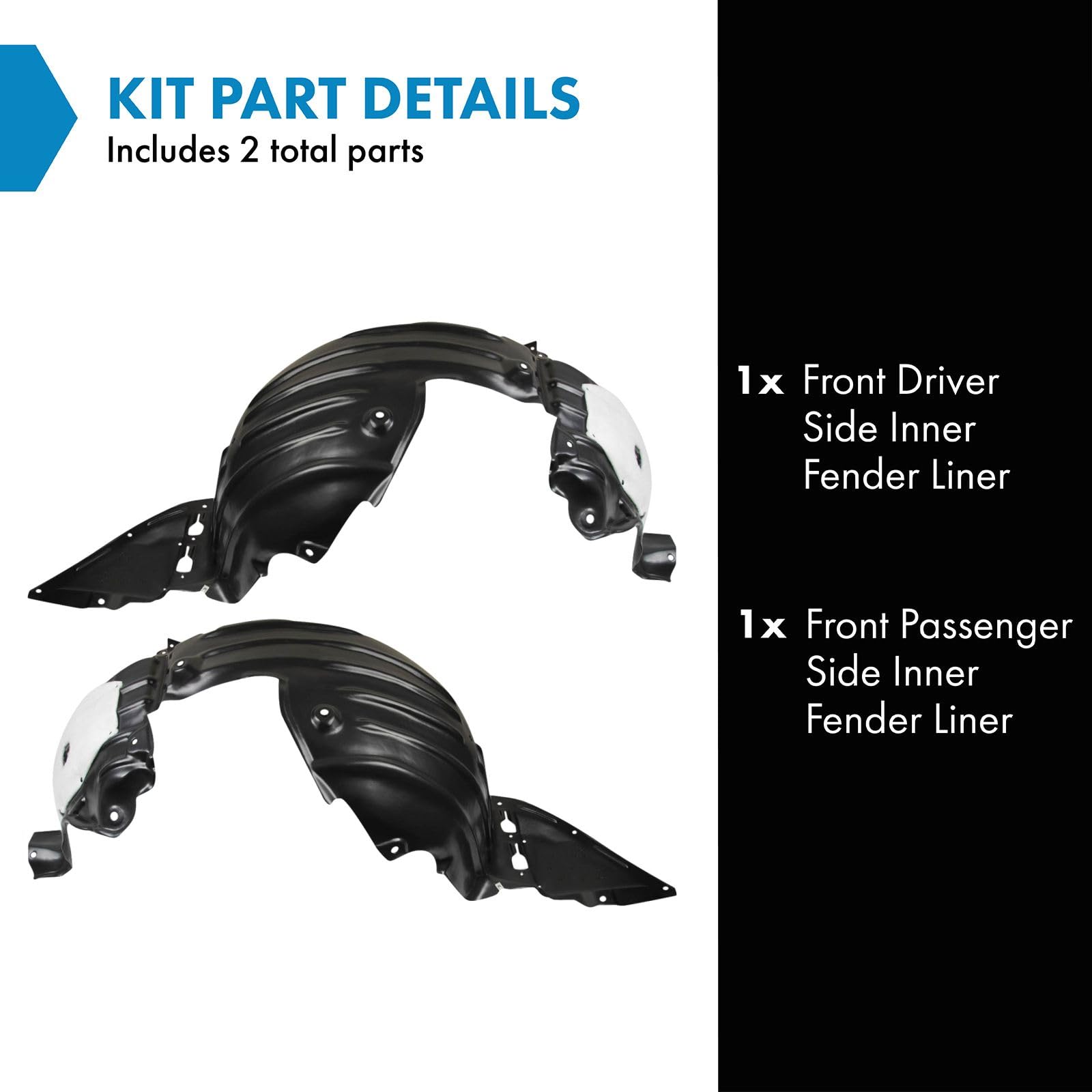 Trq Front Inner Fender Liner Set Compatible With 2018-2021 Mazda 6 Ma1248151 Ma1249151