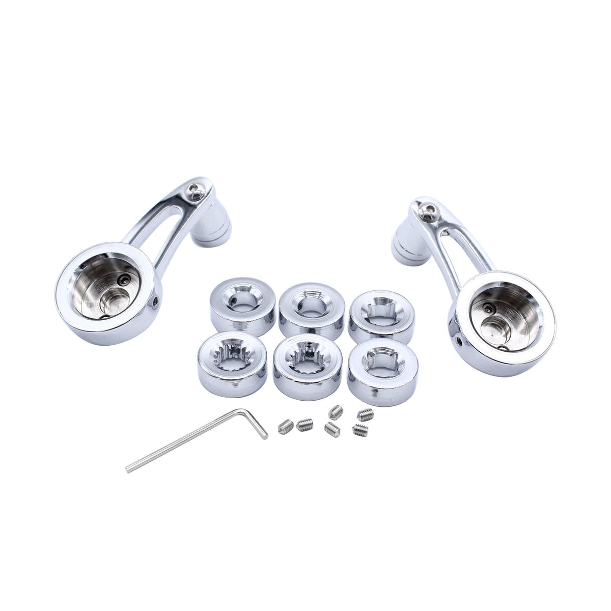 SHLPDFM 1 Set Universal 3 Window Handle kit Chrome Billet Aluminum 3 Window Crank Handle Compatible with Hot Rod Chevy Ford 