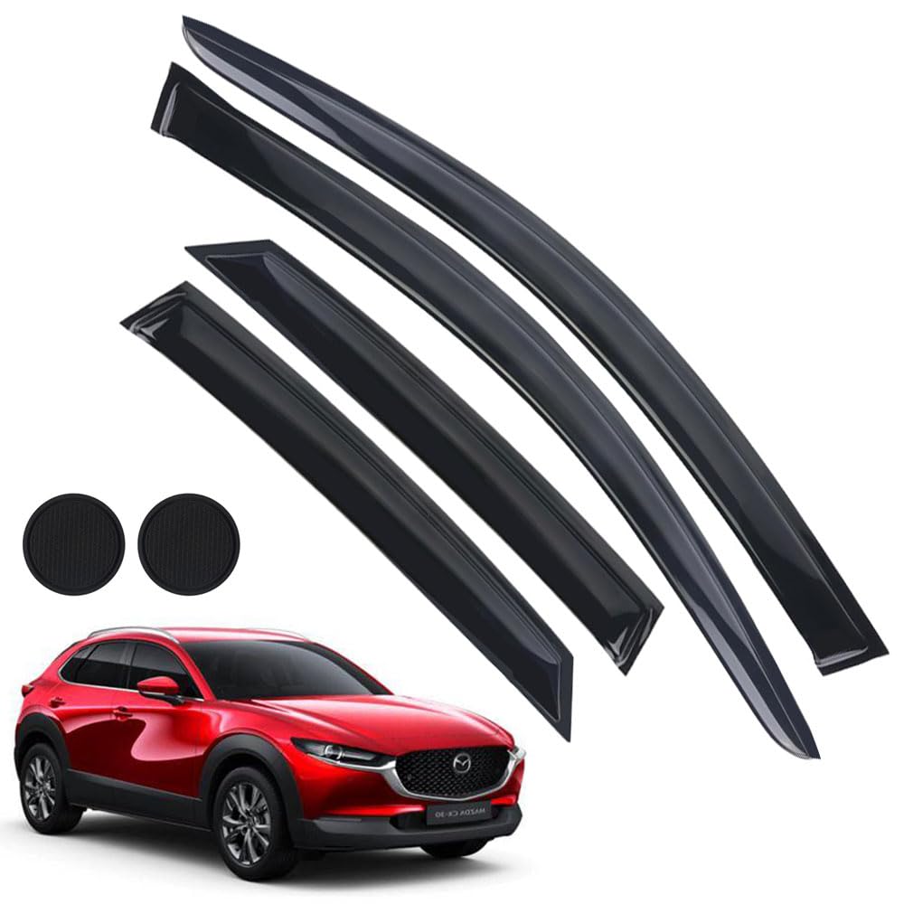 Letingfar Rain Guards For Mazda Cx-30 2020-2023, Tape-On Side Window Deflectors For Mazda Cx-30, Window Visors For Mazda Cars, F