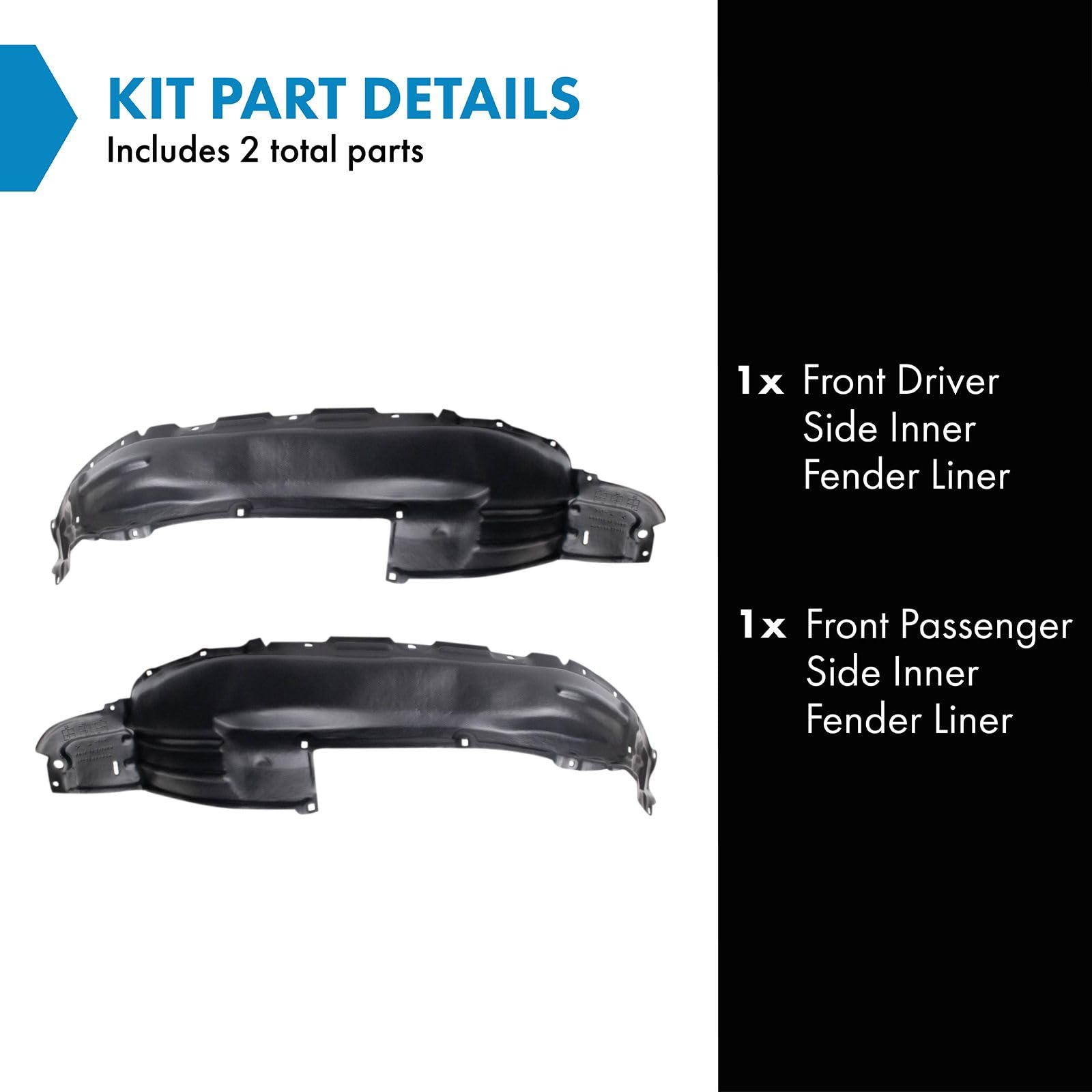 Trq Front Inner Fender Liner Set Compatible With 2010-2013 Toyota 4Runner To1248159 To1249159