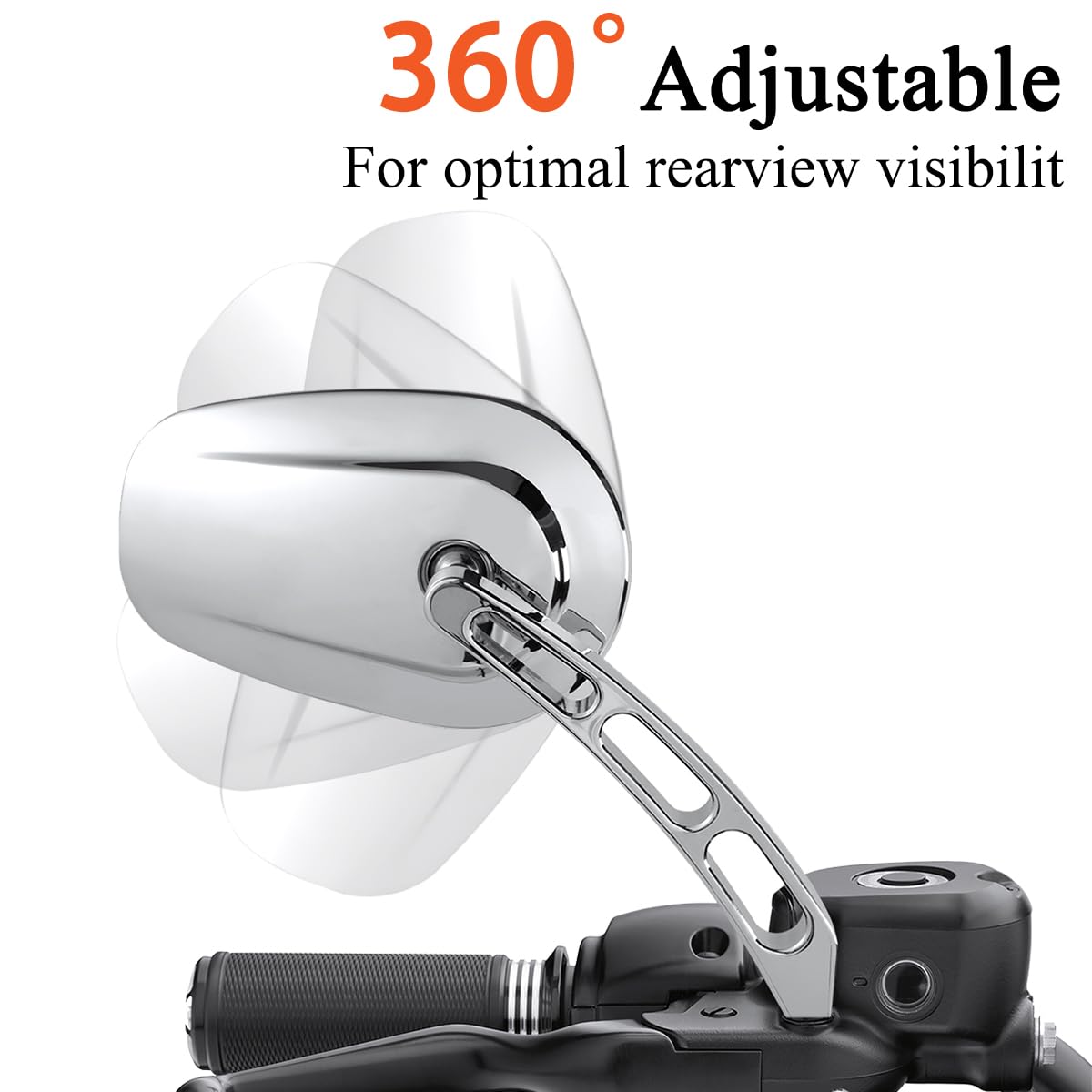 Fovplue Handlebar Mount Mirrors,Left & Right Side Rearview Mirrors For 1982-2024 Harley Models,For Cvo Dyna Electra Glide Road Glide Road King Softail Street Glide Sportster 1200 883,Chrome