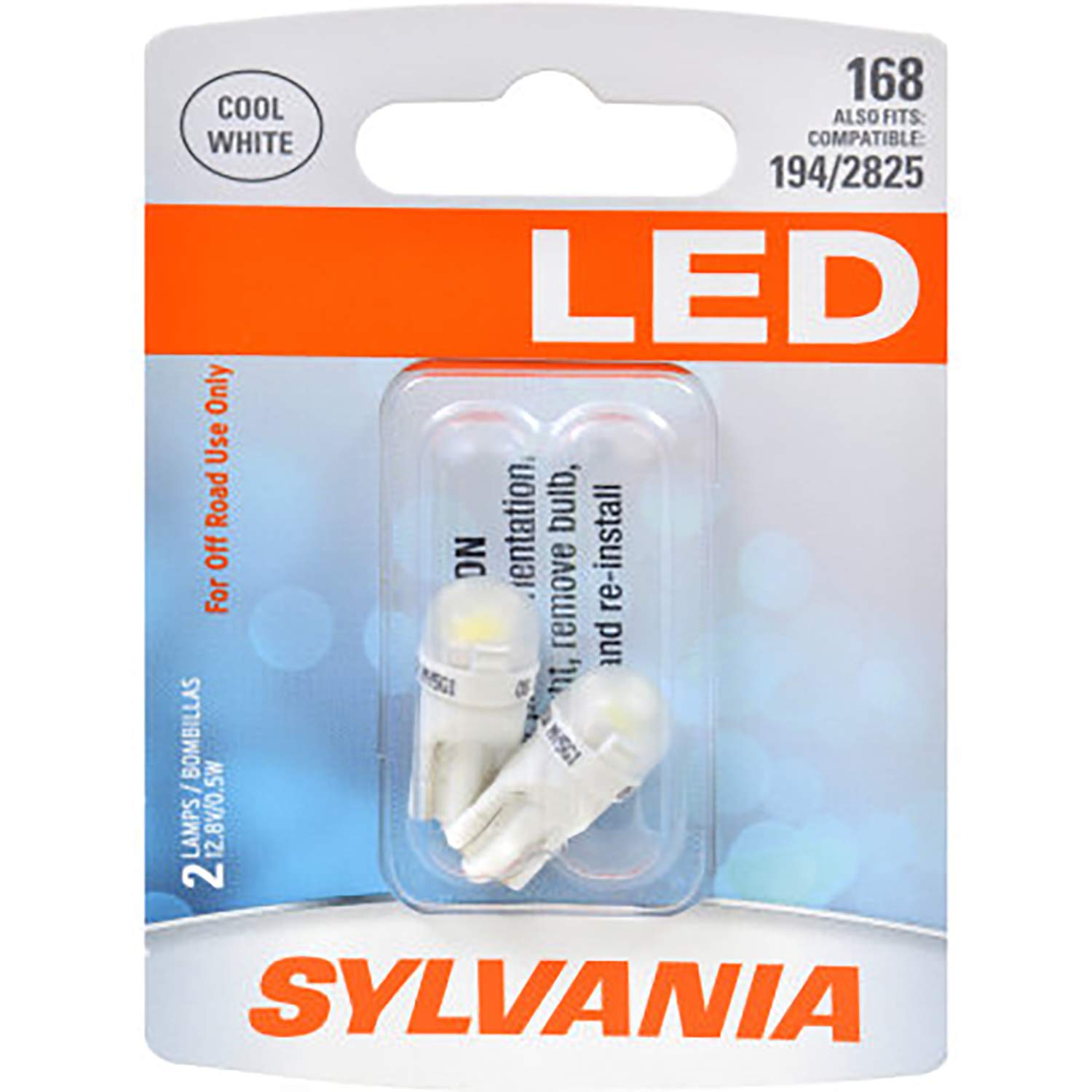 SYLVANIA - 168 T10 W5W LED White Mini Bulb - Bright LED Bulb, Ideal for Interior Lighting - Map, Dome, Cargo and License Plate (