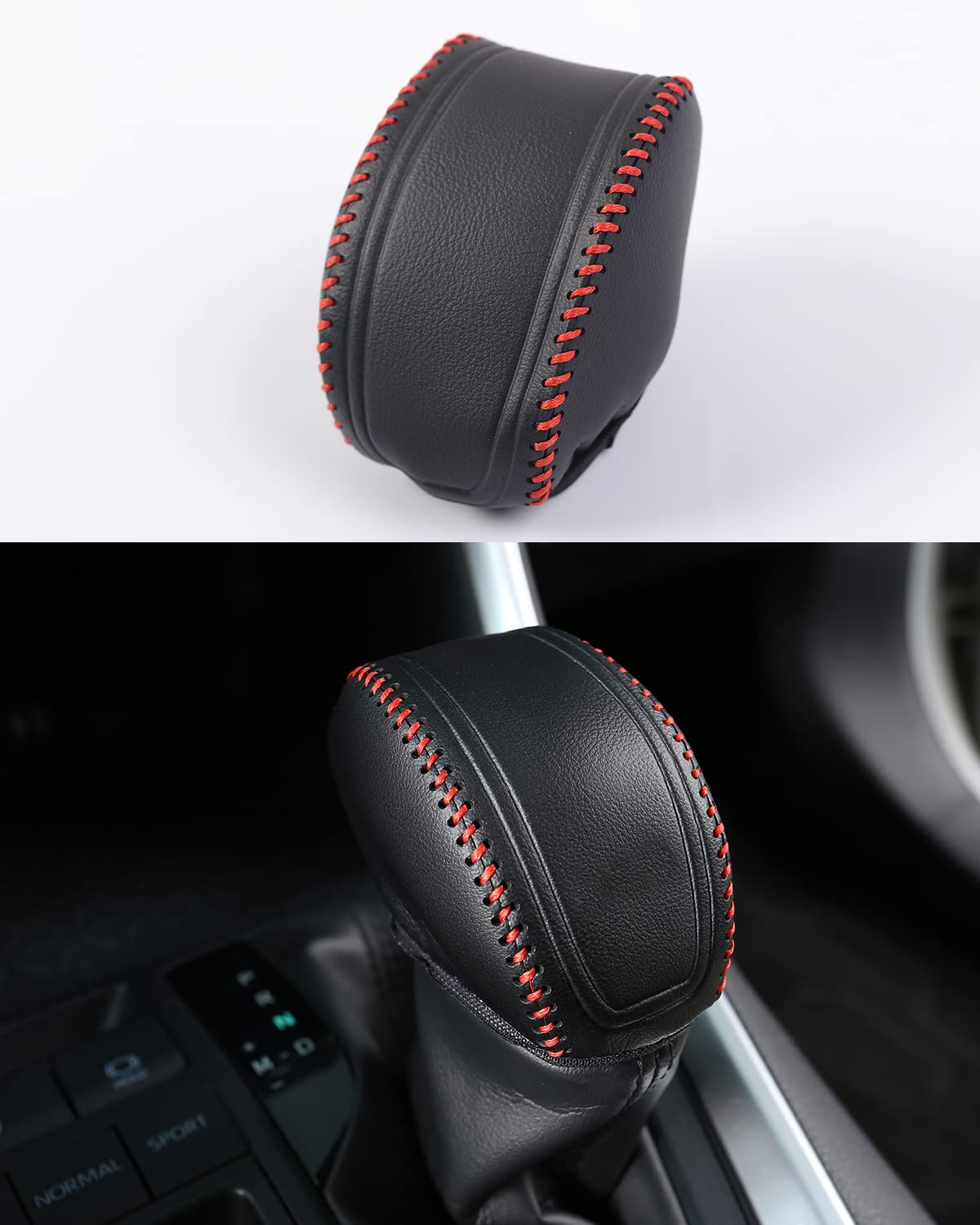 Yakaney For Rav4 2019-2025 Gear Shift Knob Cover, Genuine Leather Interior Protective Gear Shift Trim For Toyota Highlander 2020