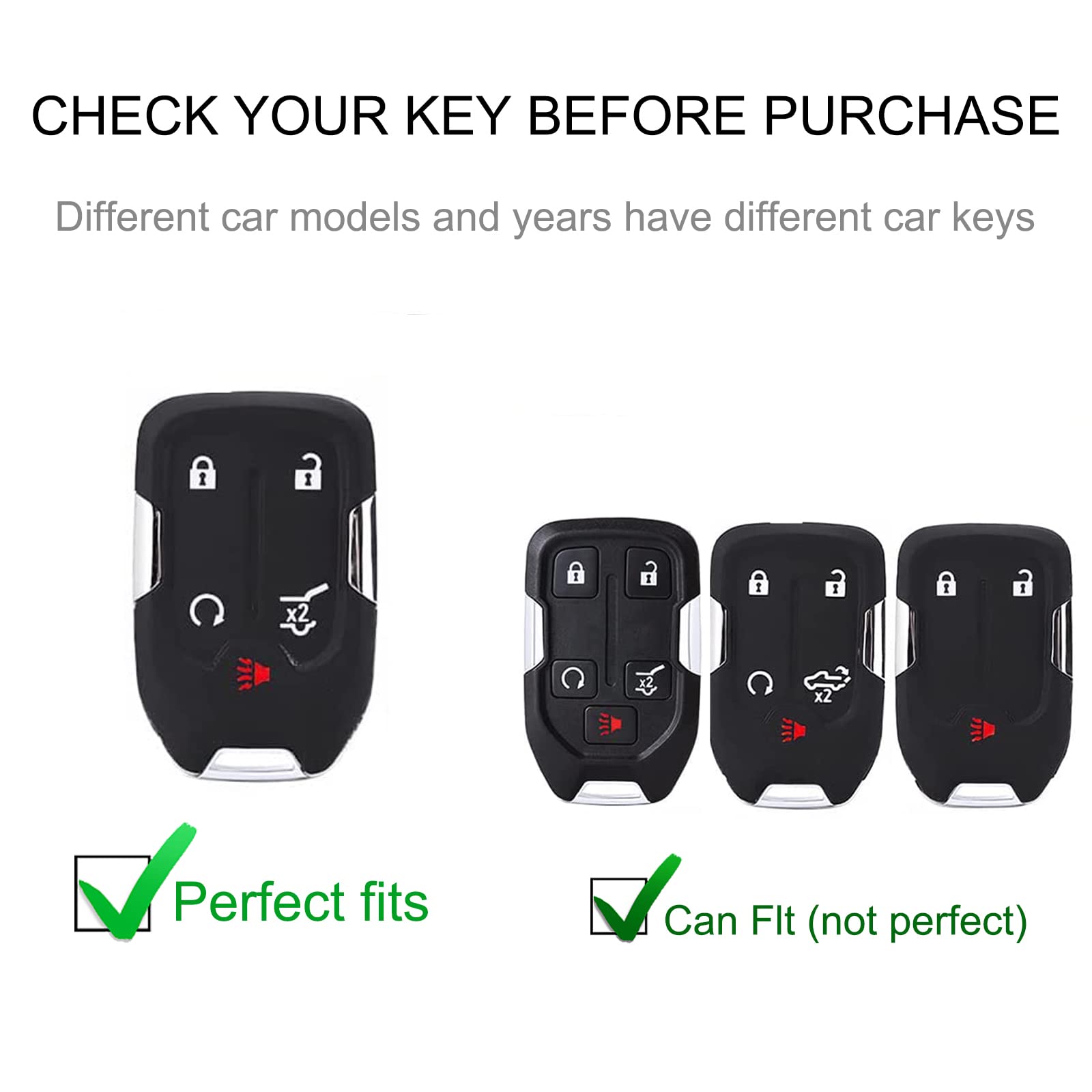 Cacarlike For Gmc Key Fob Cover With Leather Lanyard, Car Key Fob Case Compatible With Chevy Silverado Gmc Sierra 1500 2500Hd 35