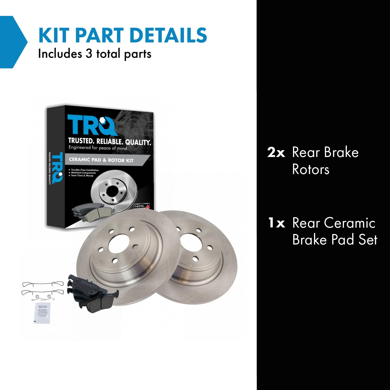 Trq Rear Brake Pad & Rotor Kit Brake Pads Brake Rotor Ceramic Compatible With 2015-2021 Ford Edge 2017-2019 Fusion 2017-2020 Lin