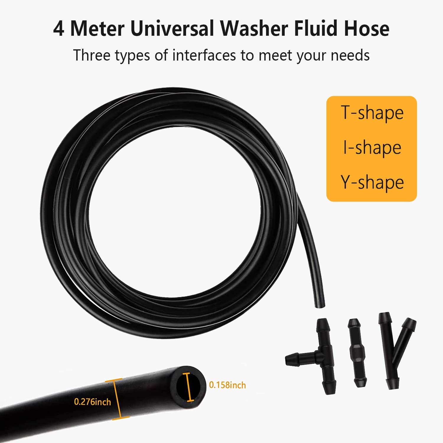 Windshield Washer Nozzles Hose Kit-4M Washer Fluid Hose,3 Pcs Hose Connectors,10 Hood Insulation Retainers,Washer Spray Nozzle Oem#5116079Aa And Gaskets,Compatible With Dodge,Ram,Chrysler