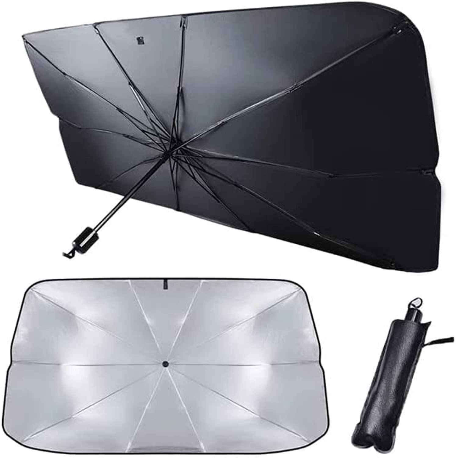 Helloleiboo Car Windshield Sun Shade Uv Rays And Heat Sun Visor Protector Foldable Reflector Windshields Umbrella
