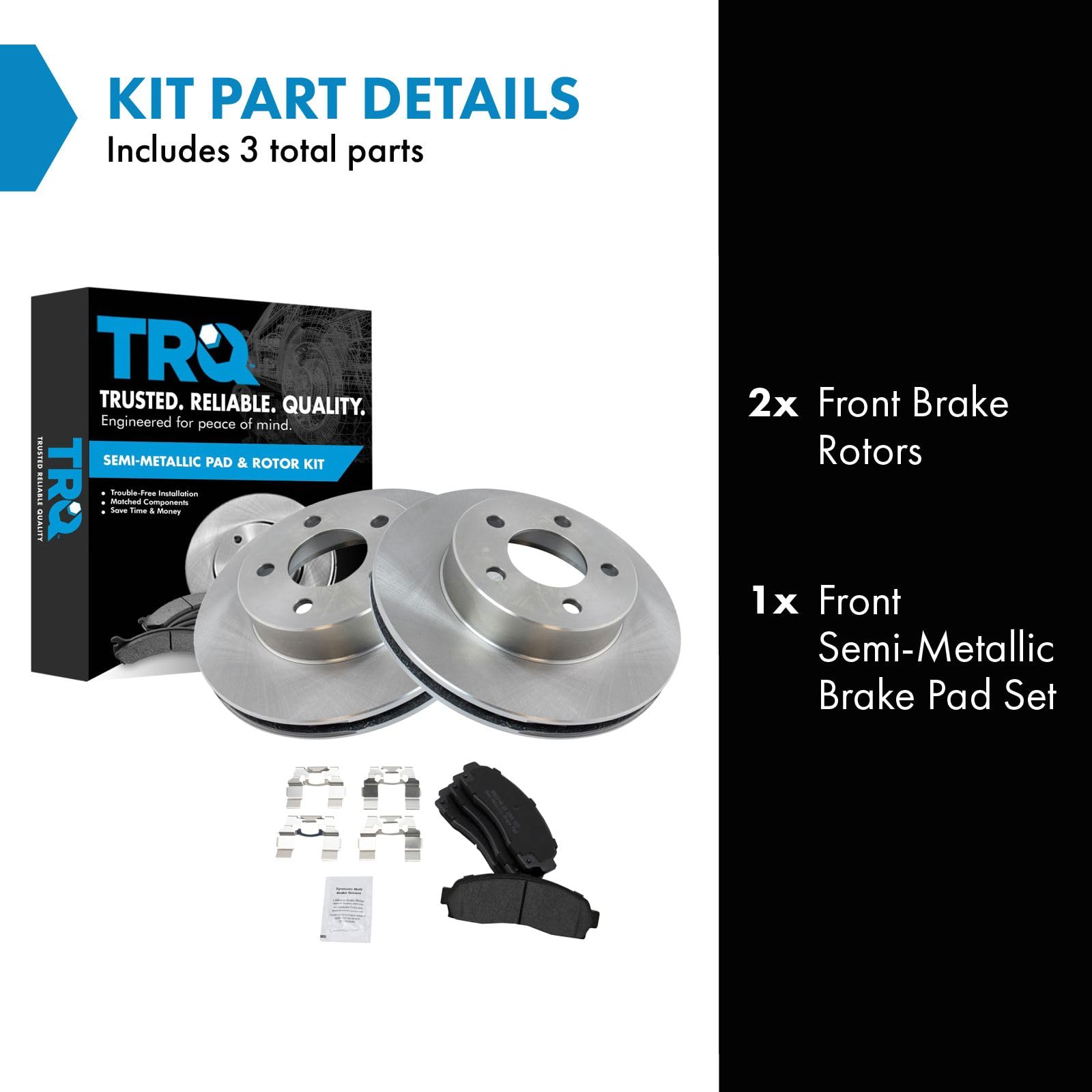 Trq Front Brake Pad & Rotor Kit Brake Pads Brake Rotor Semi-Metallic Compatible With 2003 Ford Ranger