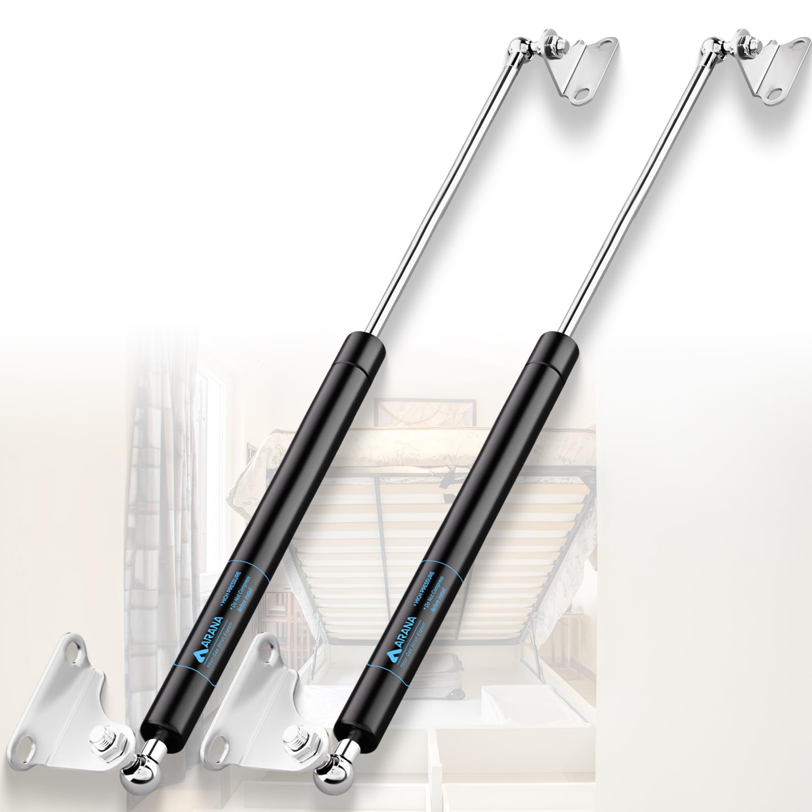 Arana Gas Struts 28 Inch 300Lb Shock Springs Props, 28'' Lift Support With Mounting Brackets For Heavy Duty Lid Rv Bed Hatch Mur