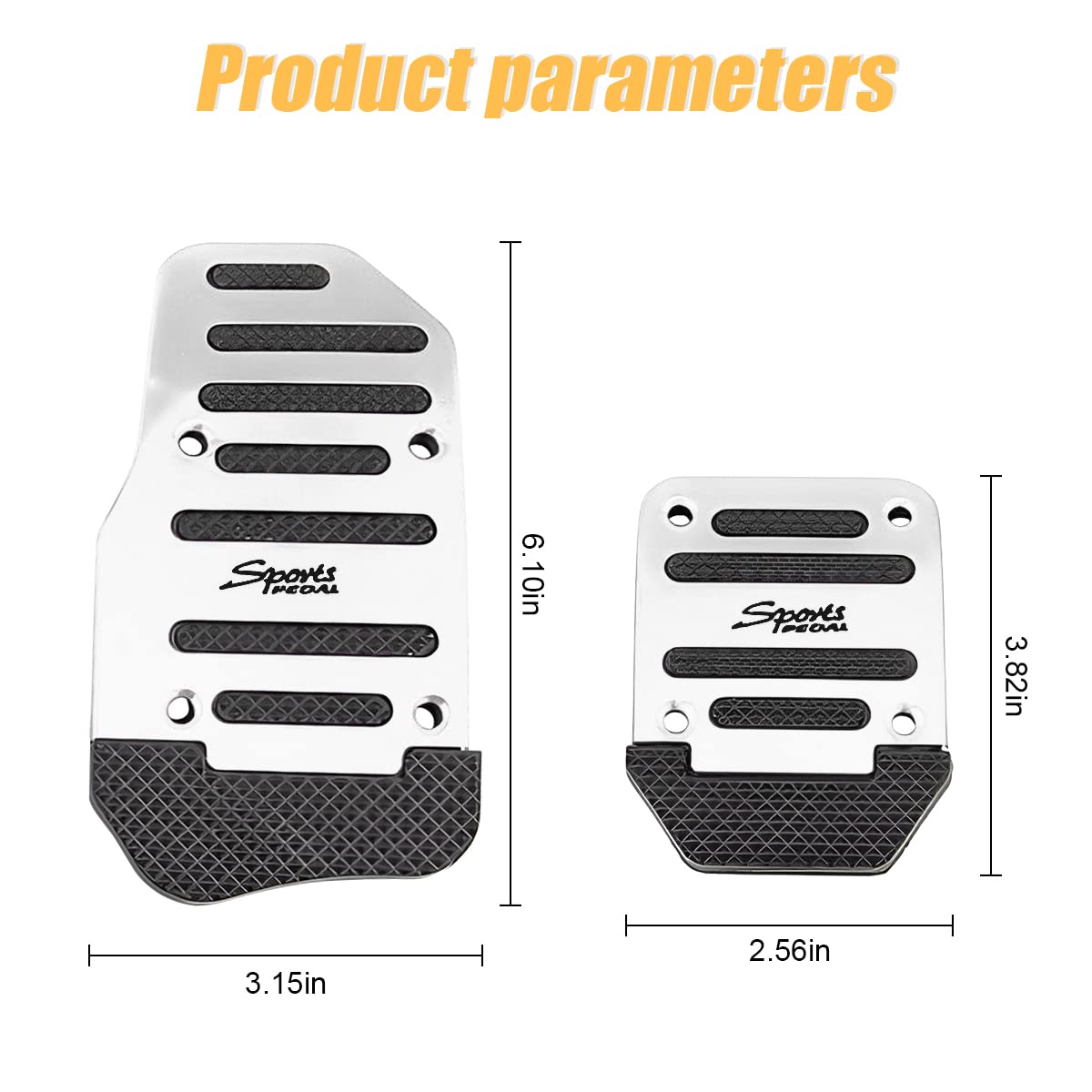3Pcs Nonslip Car Pedal Pads, Aluminum Auto Manual Transmission Brake Pad Cover, Sports Gas Fuel Petrol Clutch Foot Pedals, Car Replacement Accessories Universal For Car, Suv, Atv (Silver)