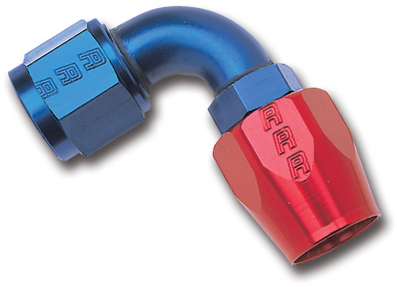 Russell/Edel 610170 Red/Blue Anodized Aluminum -8An 90-Degree Hose End