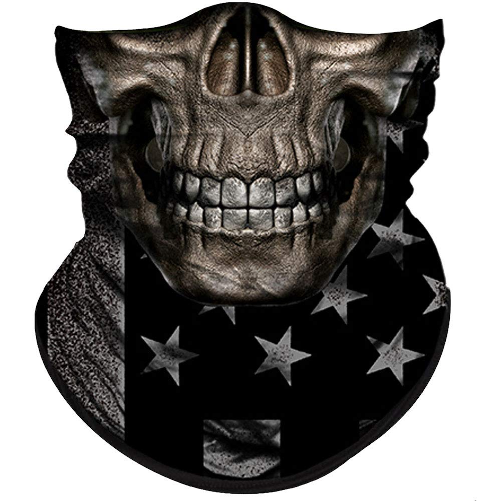 Obacle Skull Face Mask Half for Dust Wind UV Sun Protection Seamless 3D Tube Mask Bandana for Men Women Thin Breathable Skeleton