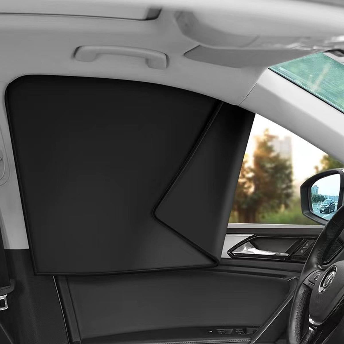 Ovege Car Side Window Sun Shade Magnetic Car Curtain Suction Magnetic Suedette -Front Seat 2pcs