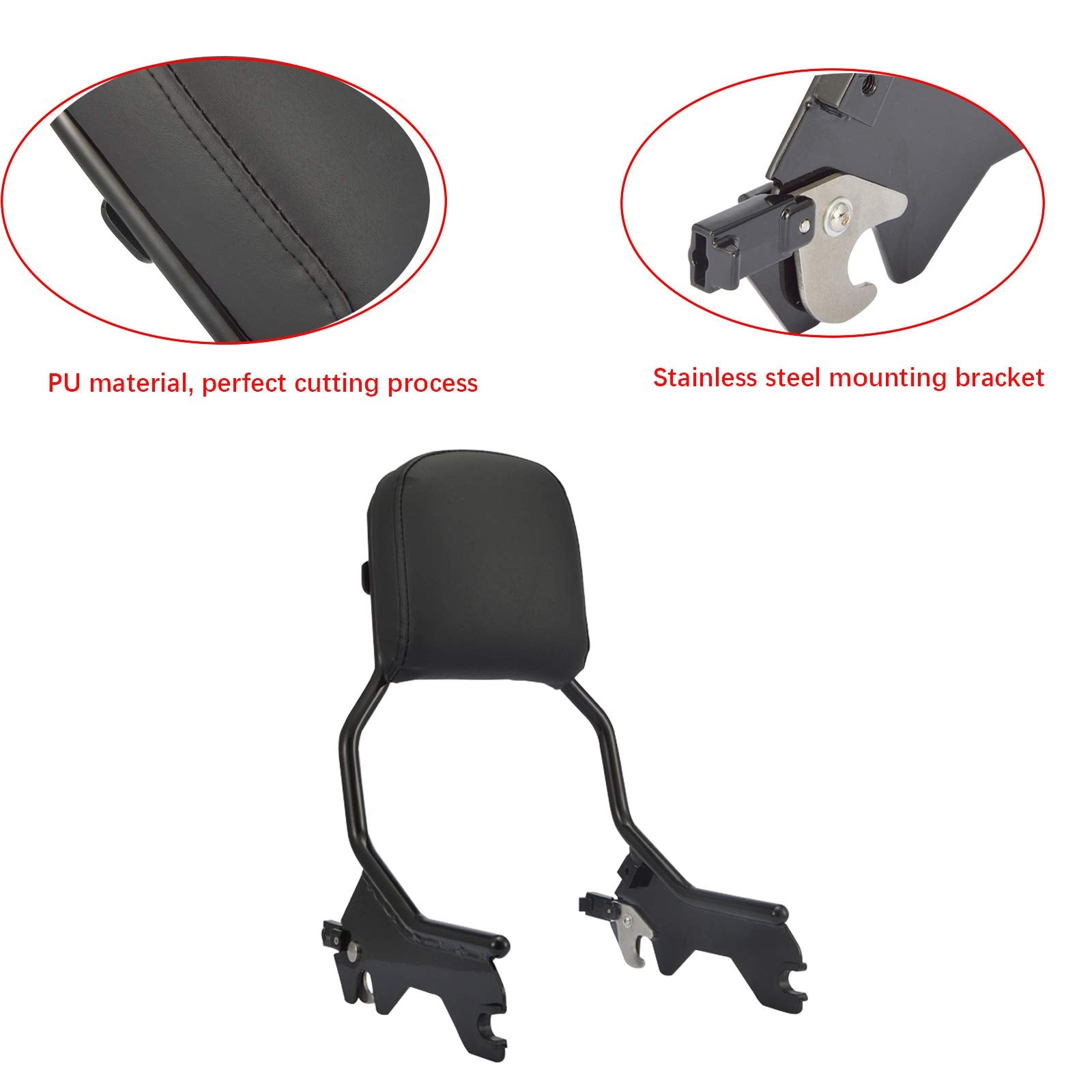 Xjmoto Wsays Standard Height Sissy Bar Detachable Upright Passenger Backrest Compatible With Harley Softail Flde Flhc Flhcs Flsl Fxbb Fxbbs And Fxst 2018-2024 Models, Gloss Black